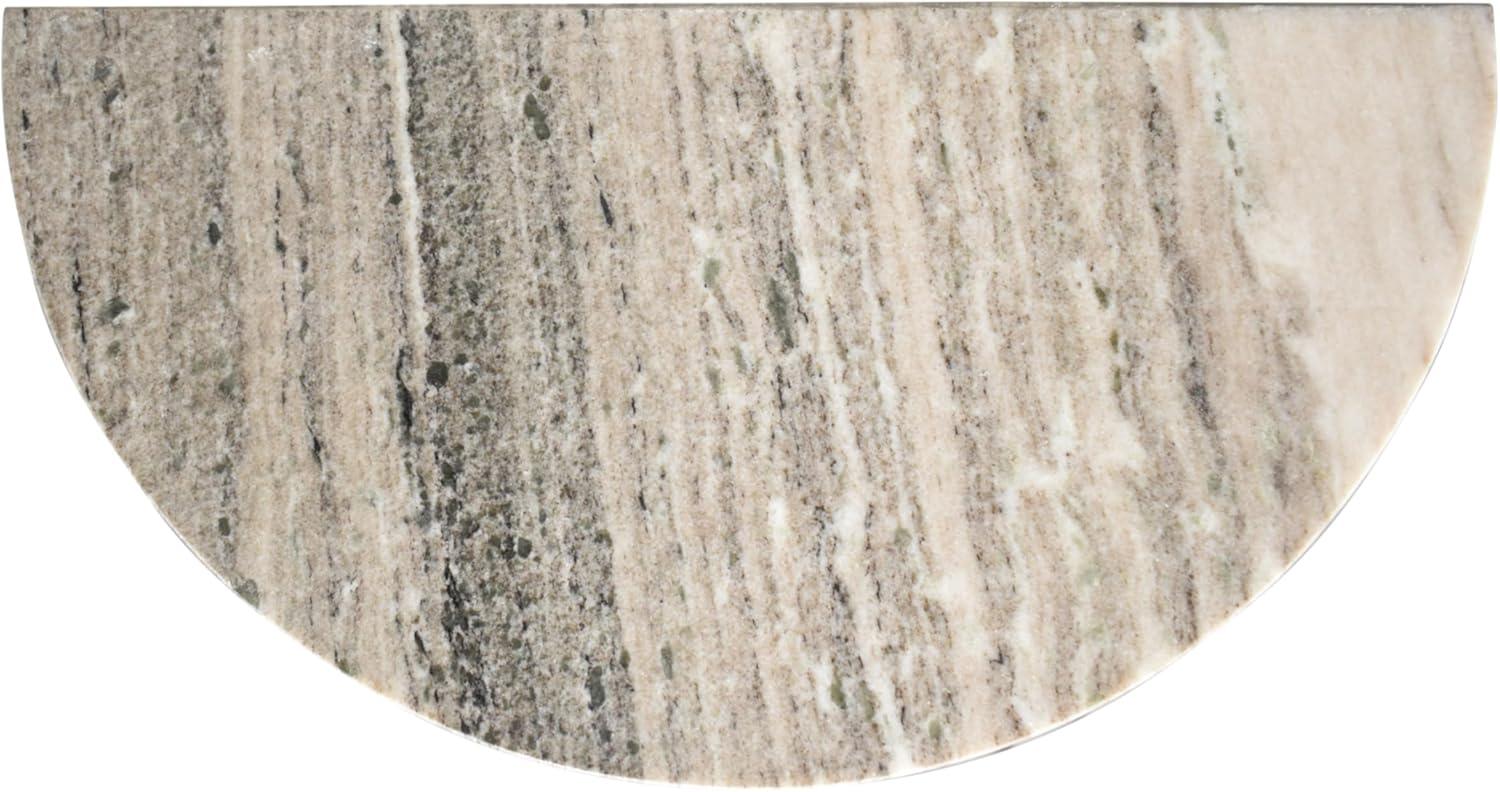 imageJONATHAN Y MTB1109B Patrice 20quot Art Deco Minimalist Natural Marble Handmade Demilune Side Table Side Table for Living Room Bedroom Bathroom GrayBeigeGrayBeige