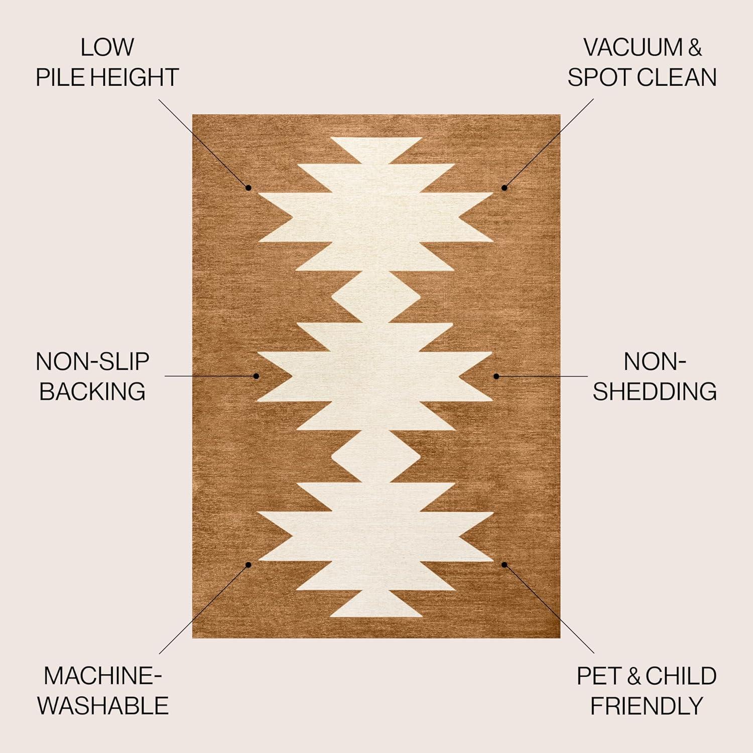 imageJONATHAN Y Machine Washable MossCream Indoor Area Rug 5X8 ft Chayton Minimalist Geometric for Living Room Bedroom Kitchen Office EasyCleaning PetFriendly NonShedding WSH110B5TerracottaCream