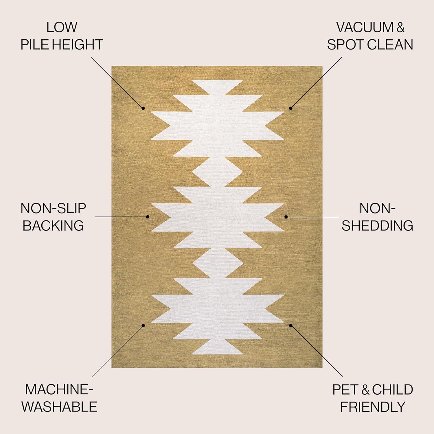 imageJONATHAN Y Machine Washable MossCream Indoor Area Rug 5X8 ft Chayton Minimalist Geometric for Living Room Bedroom Kitchen Office EasyCleaning PetFriendly NonShedding WSH110B5MossCream