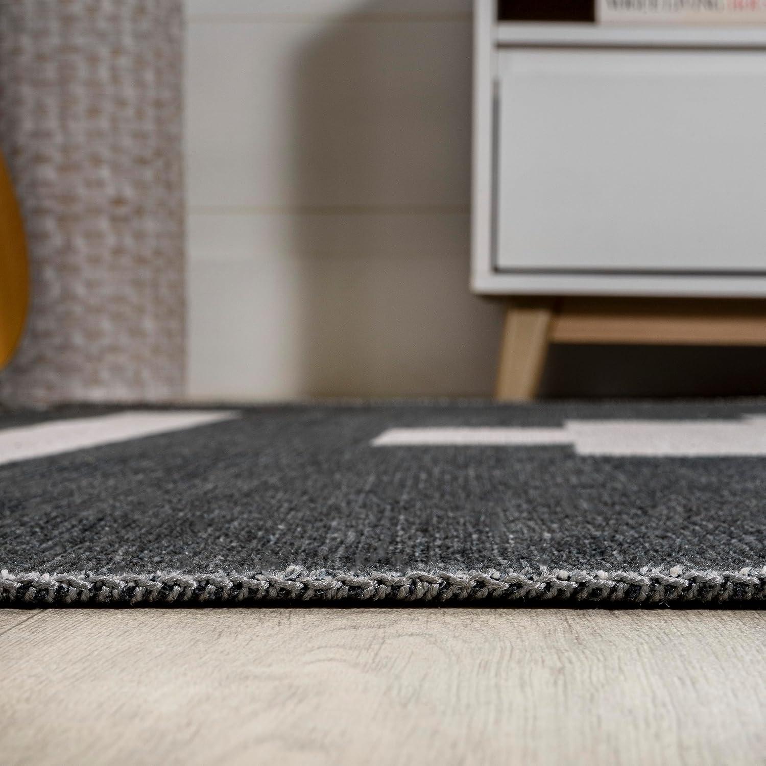 imageJONATHAN Y Machine Washable MossCream Indoor Area Rug 5X8 ft Chayton Minimalist Geometric for Living Room Bedroom Kitchen Office EasyCleaning PetFriendly NonShedding WSH110B5BlackCream