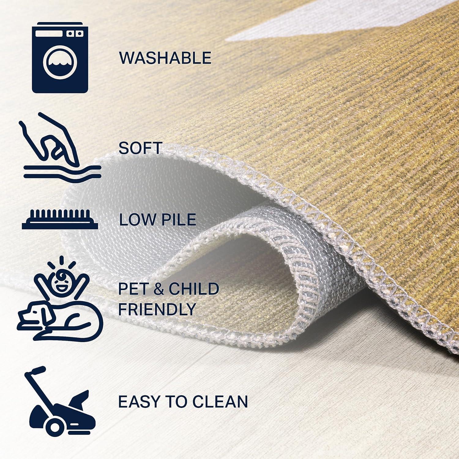 imageJONATHAN Y Machine Washable MossCream Indoor Area Rug 5X8 ft Chayton Minimalist Geometric for Living Room Bedroom Kitchen Office EasyCleaning PetFriendly NonShedding WSH110B5MossCream