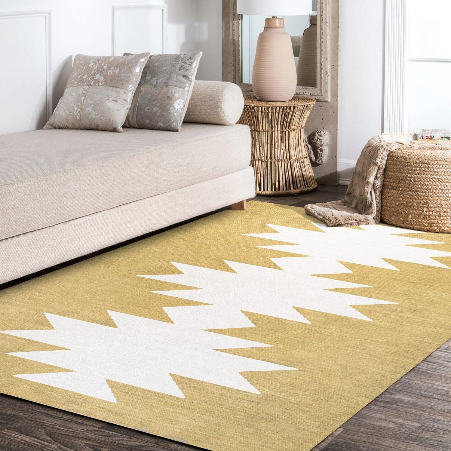 imageJONATHAN Y Machine Washable MossCream Indoor Area Rug 5X8 ft Chayton Minimalist Geometric for Living Room Bedroom Kitchen Office EasyCleaning PetFriendly NonShedding WSH110B5MossCream