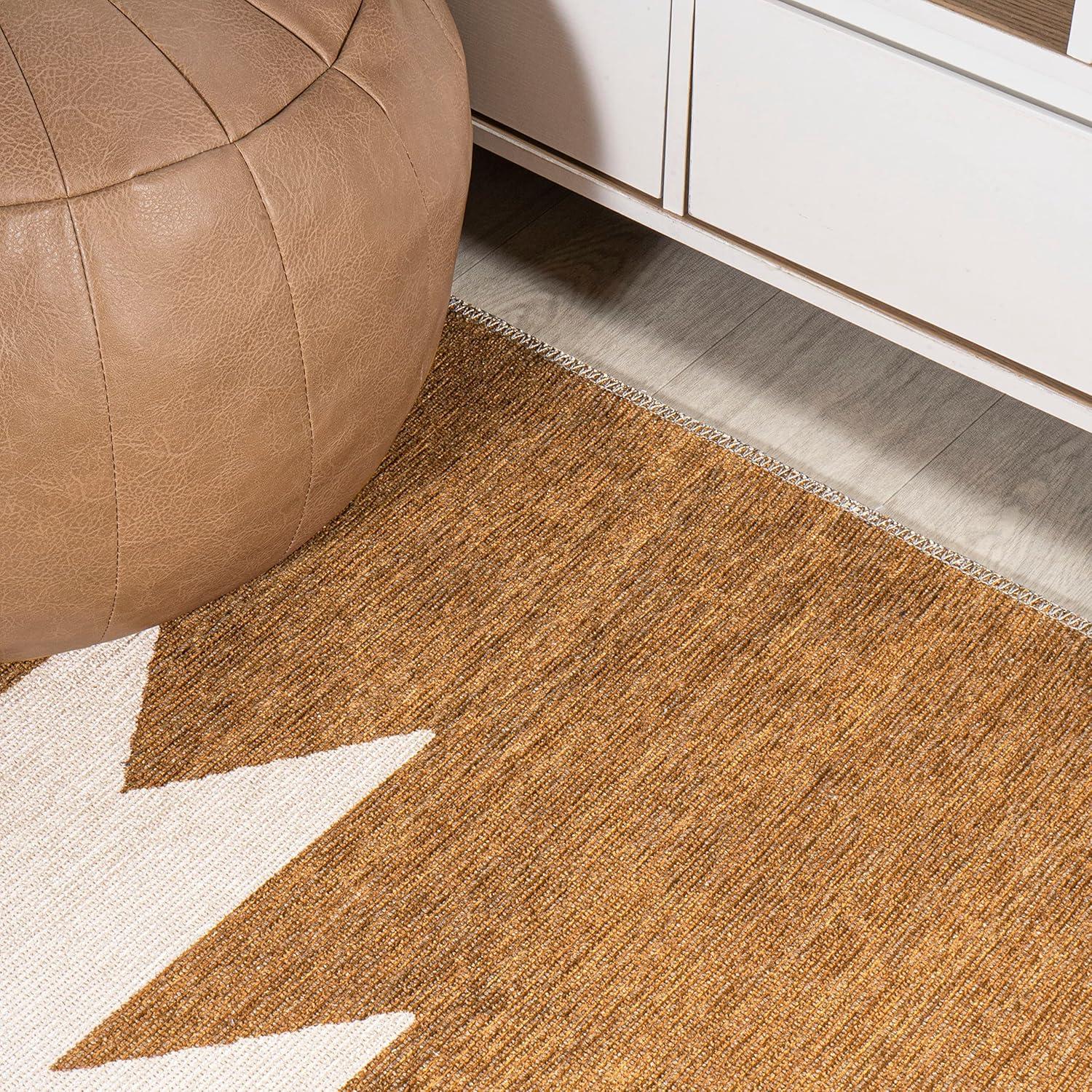 imageJONATHAN Y Machine Washable MossCream Indoor Area Rug 5X8 ft Chayton Minimalist Geometric for Living Room Bedroom Kitchen Office EasyCleaning PetFriendly NonShedding WSH110B5TerracottaCream