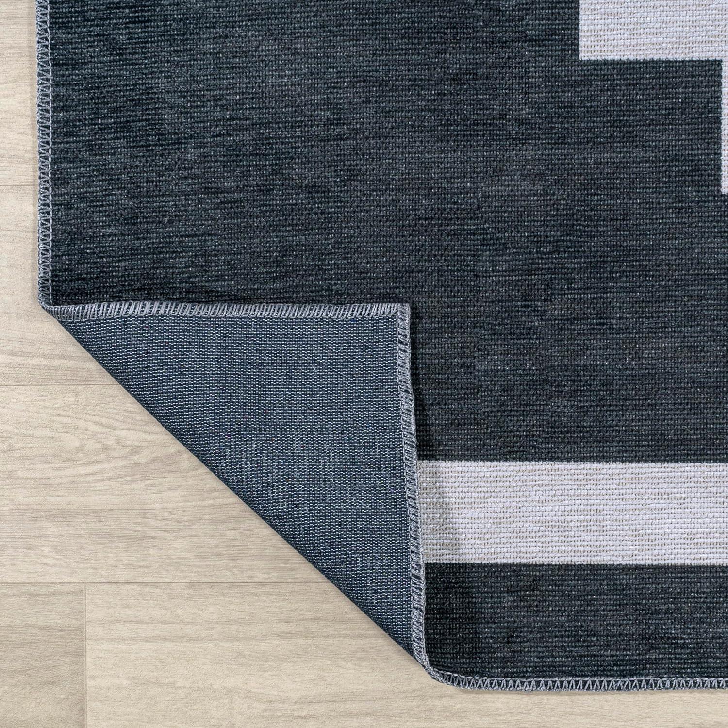 imageJONATHAN Y Machine Washable MossCream Indoor Area Rug 5X8 ft Chayton Minimalist Geometric for Living Room Bedroom Kitchen Office EasyCleaning PetFriendly NonShedding WSH110B5NavyLight Gray