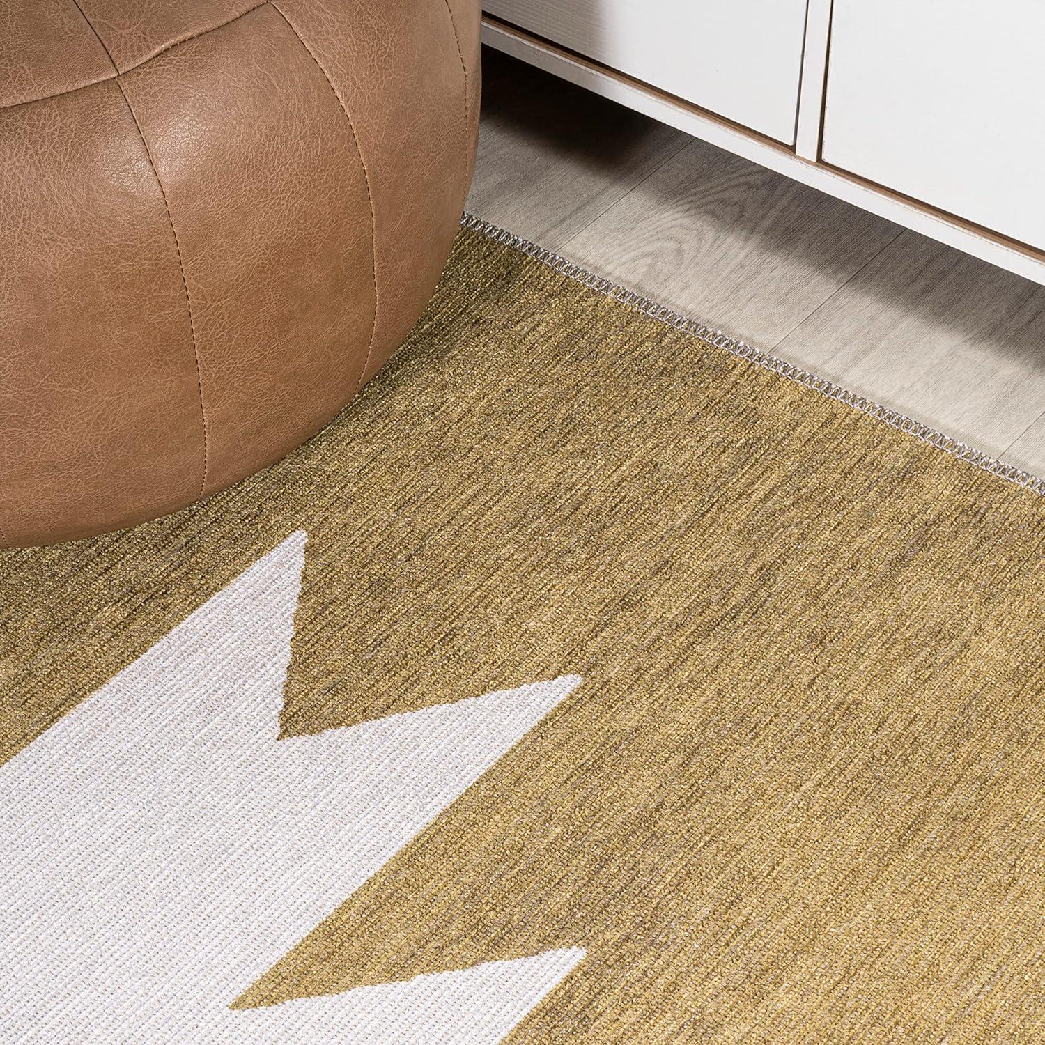 imageJONATHAN Y Machine Washable MossCream Indoor Area Rug 5X8 ft Chayton Minimalist Geometric for Living Room Bedroom Kitchen Office EasyCleaning PetFriendly NonShedding WSH110B5MossCream