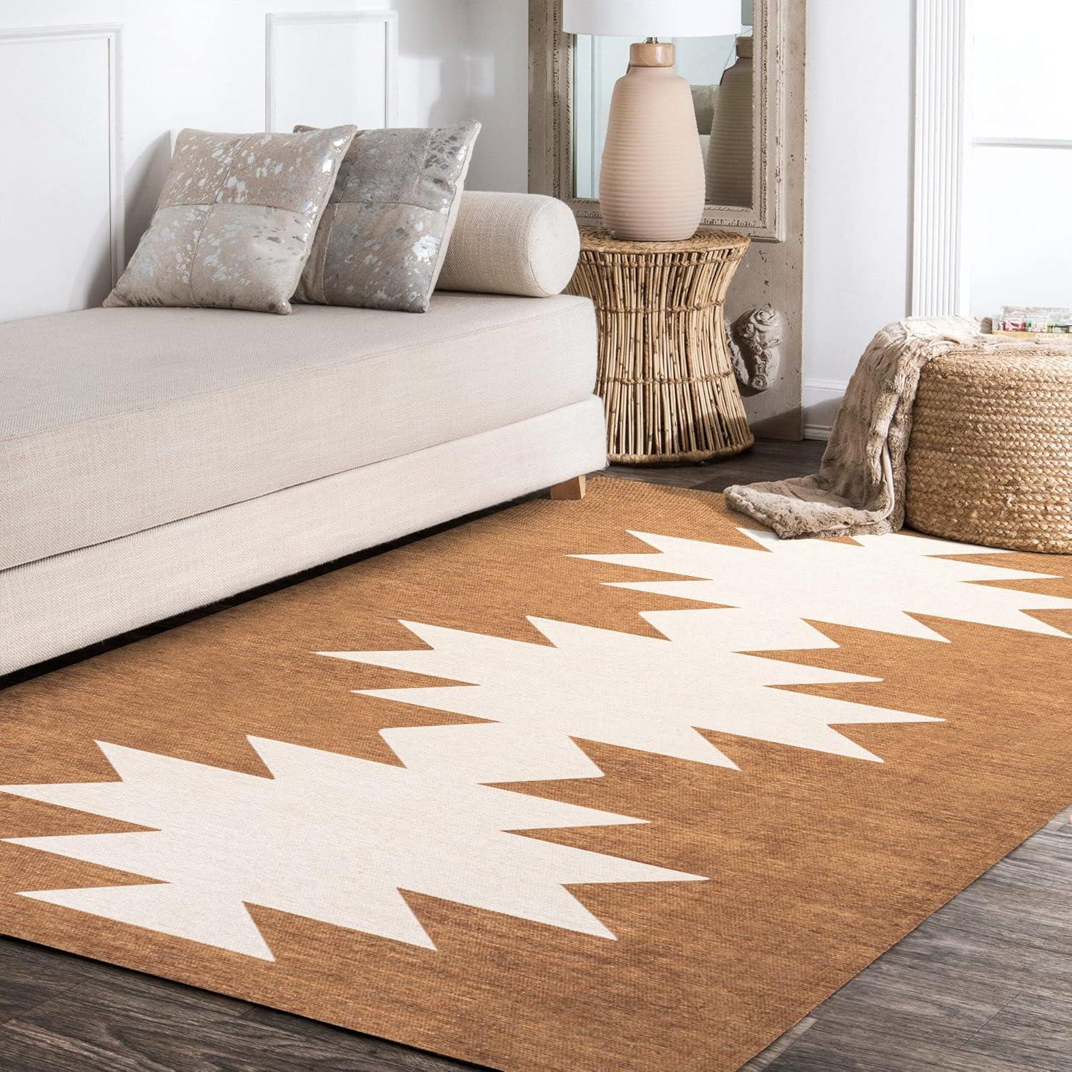 imageJONATHAN Y Machine Washable MossCream Indoor Area Rug 5X8 ft Chayton Minimalist Geometric for Living Room Bedroom Kitchen Office EasyCleaning PetFriendly NonShedding WSH110B5TerracottaCream