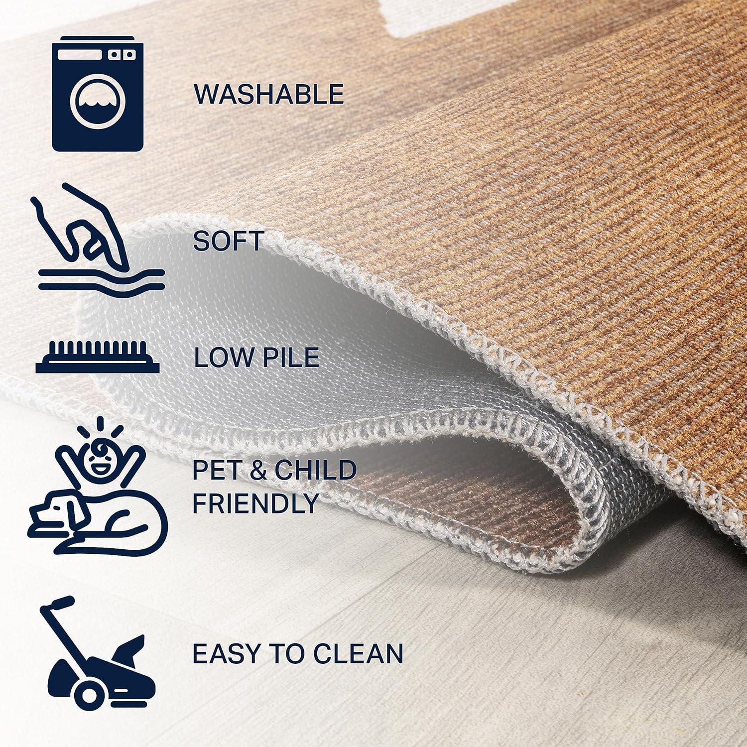 imageJONATHAN Y Machine Washable MossCream Indoor Area Rug 5X8 ft Chayton Minimalist Geometric for Living Room Bedroom Kitchen Office EasyCleaning PetFriendly NonShedding WSH110B5TerracottaCream