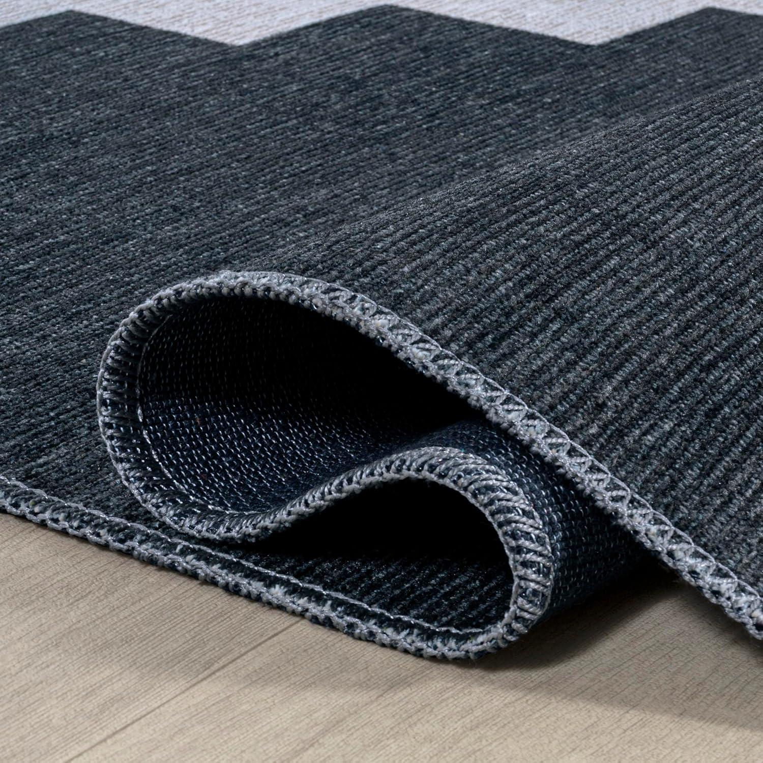 imageJONATHAN Y Machine Washable MossCream Indoor Area Rug 5X8 ft Chayton Minimalist Geometric for Living Room Bedroom Kitchen Office EasyCleaning PetFriendly NonShedding WSH110B5NavyLight Gray