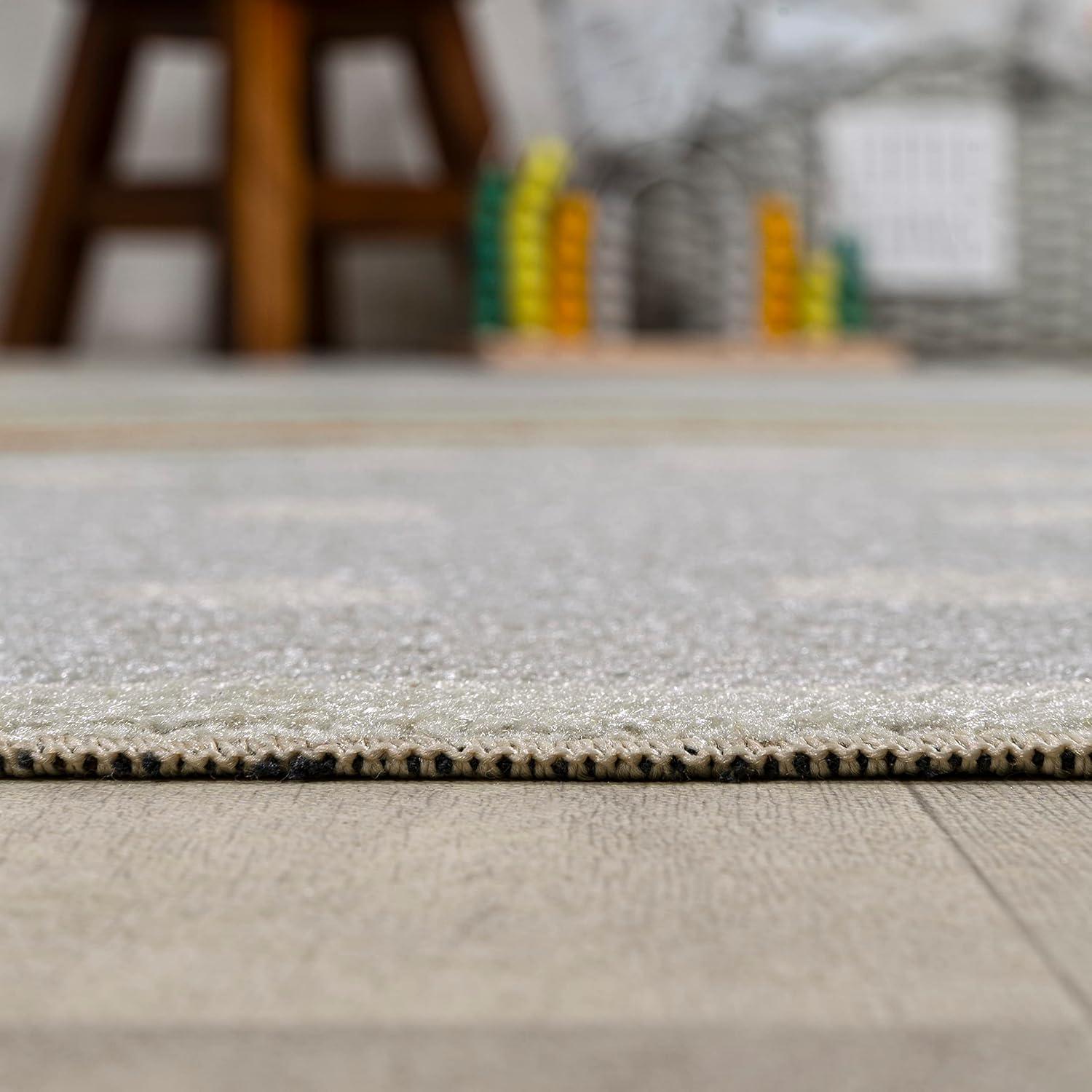 imageJONATHAN Y MachineWashable IvoryBlueOrange Indoor Area Rug 5x8 Dila Modern Hearts Geometric Kids ampamp Novelty Vintage Bedroom Kitchen Living Room EasyCleaning NonShedding KDW101A5GrayIvoryYellow