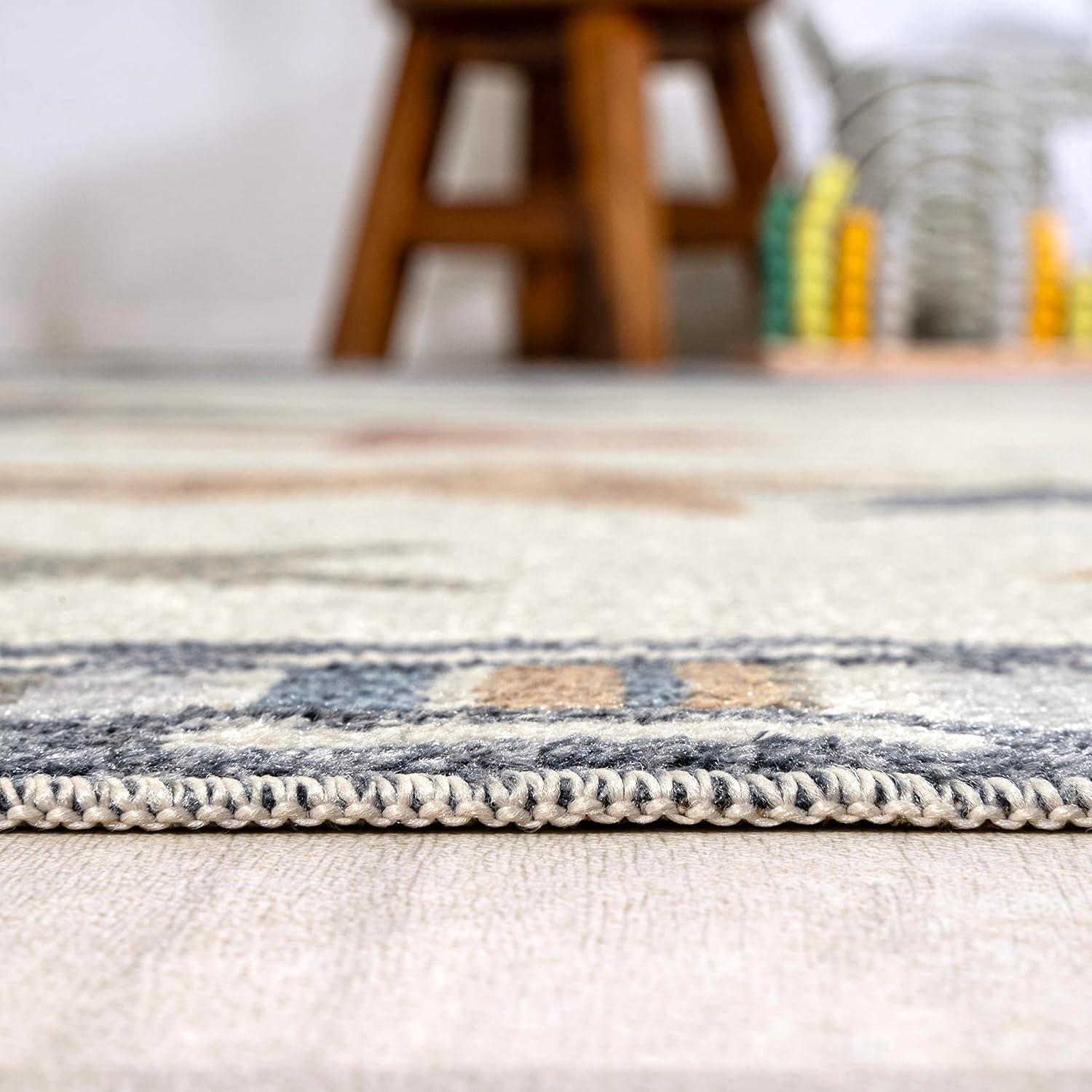 imageJONATHAN Y MachineWashable IvoryBlueOrange Indoor Area Rug 5x8 Dila Modern Hearts Geometric Kids ampamp Novelty Vintage Bedroom Kitchen Living Room EasyCleaning NonShedding KDW101A5IvoryBlueOrange Stars