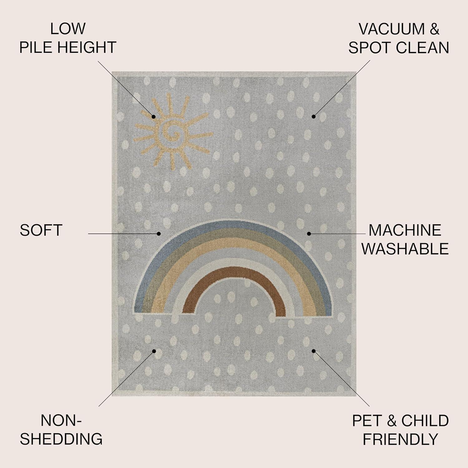 imageJONATHAN Y MachineWashable IvoryBlueOrange Indoor Area Rug 5x8 Dila Modern Hearts Geometric Kids ampamp Novelty Vintage Bedroom Kitchen Living Room EasyCleaning NonShedding KDW101A5GrayIvoryYellow