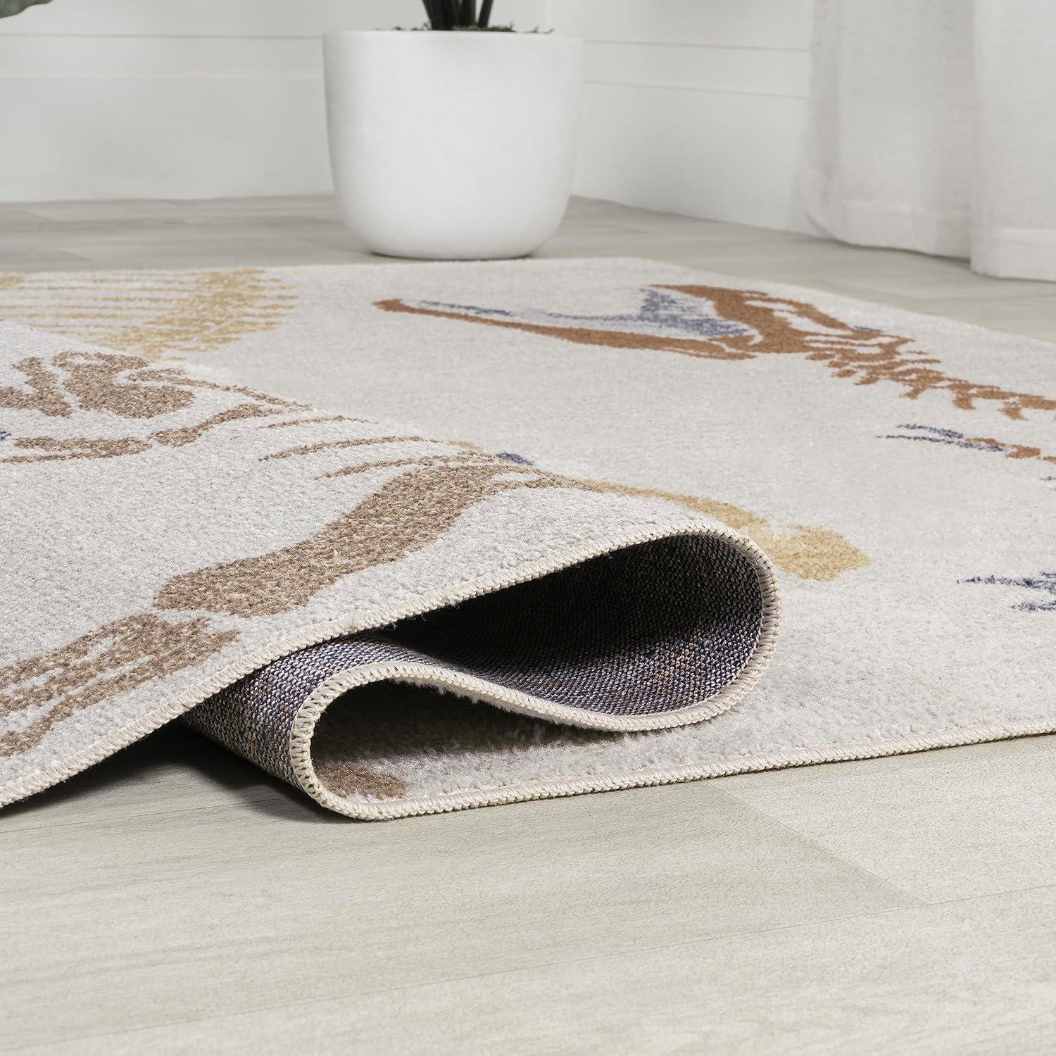 imageJONATHAN Y MachineWashable IvoryBlueOrange Indoor Area Rug 5x8 Dila Modern Hearts Geometric Kids ampamp Novelty Vintage Bedroom Kitchen Living Room EasyCleaning NonShedding KDW101A5CreamMulti