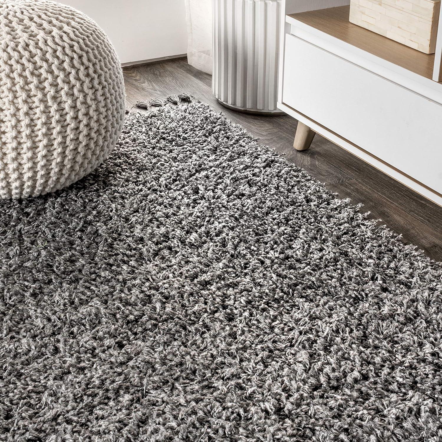 imageJONATHAN Y Mercer Shag Plush Tassel Cream Indoor Area Rug 8x10 Contemporary Modern EasyCleaning for Living Room Bedroom Kitchen Pet Friendly NonShedding MCR100D8Charcoal With Tassel