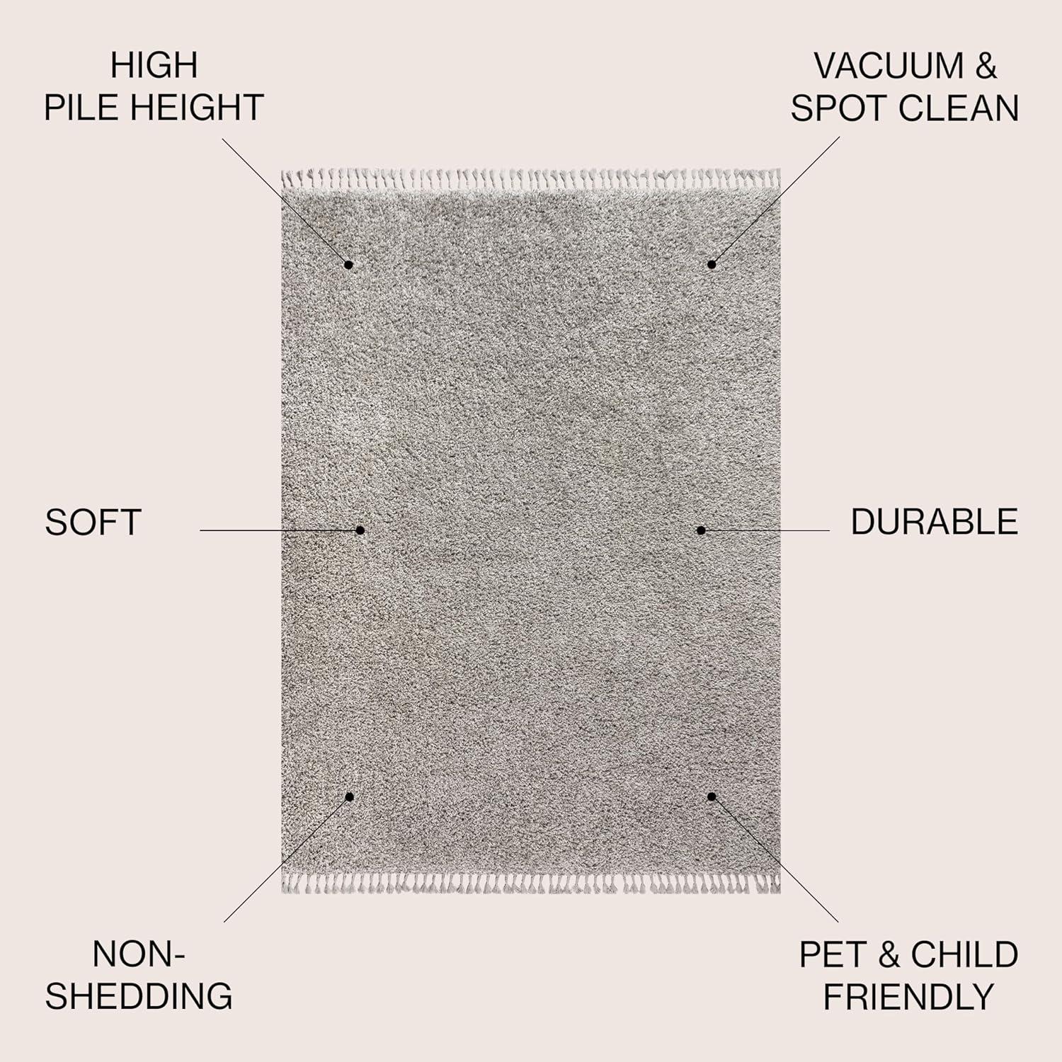 imageJONATHAN Y Mercer Shag Plush Tassel Cream Indoor Area Rug 8x10 Contemporary Modern EasyCleaning for Living Room Bedroom Kitchen Pet Friendly NonShedding MCR100D8Grey With Tassel