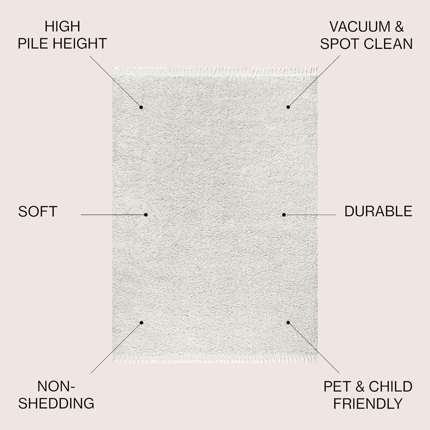 imageJONATHAN Y Mercer Shag Plush Tassel Cream Indoor Area Rug 8x10 Contemporary Modern EasyCleaning for Living Room Bedroom Kitchen Pet Friendly NonShedding MCR100D8White With Tassel