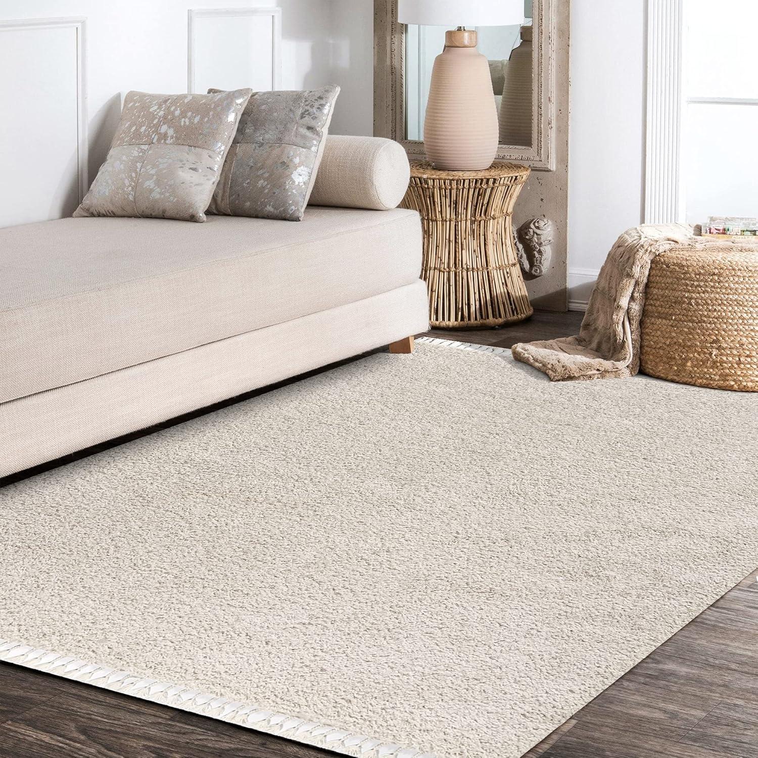 imageJONATHAN Y Mercer Shag Plush Tassel Cream Indoor Area Rug 8x10 Contemporary Modern EasyCleaning for Living Room Bedroom Kitchen Pet Friendly NonShedding MCR100D8Cream With Tassel