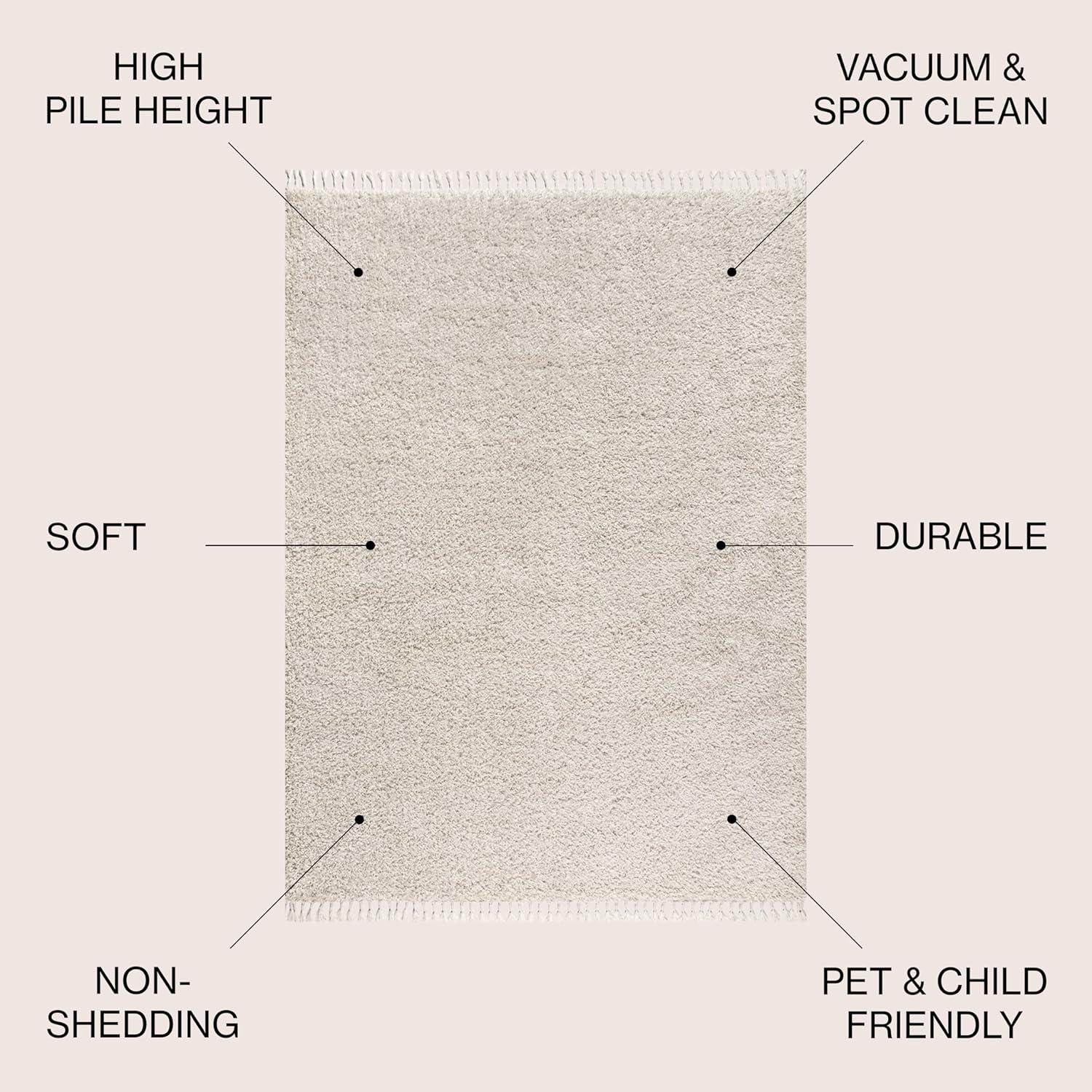 imageJONATHAN Y Mercer Shag Plush Tassel Cream Indoor Area Rug 8x10 Contemporary Modern EasyCleaning for Living Room Bedroom Kitchen Pet Friendly NonShedding MCR100D8Cream With Tassel