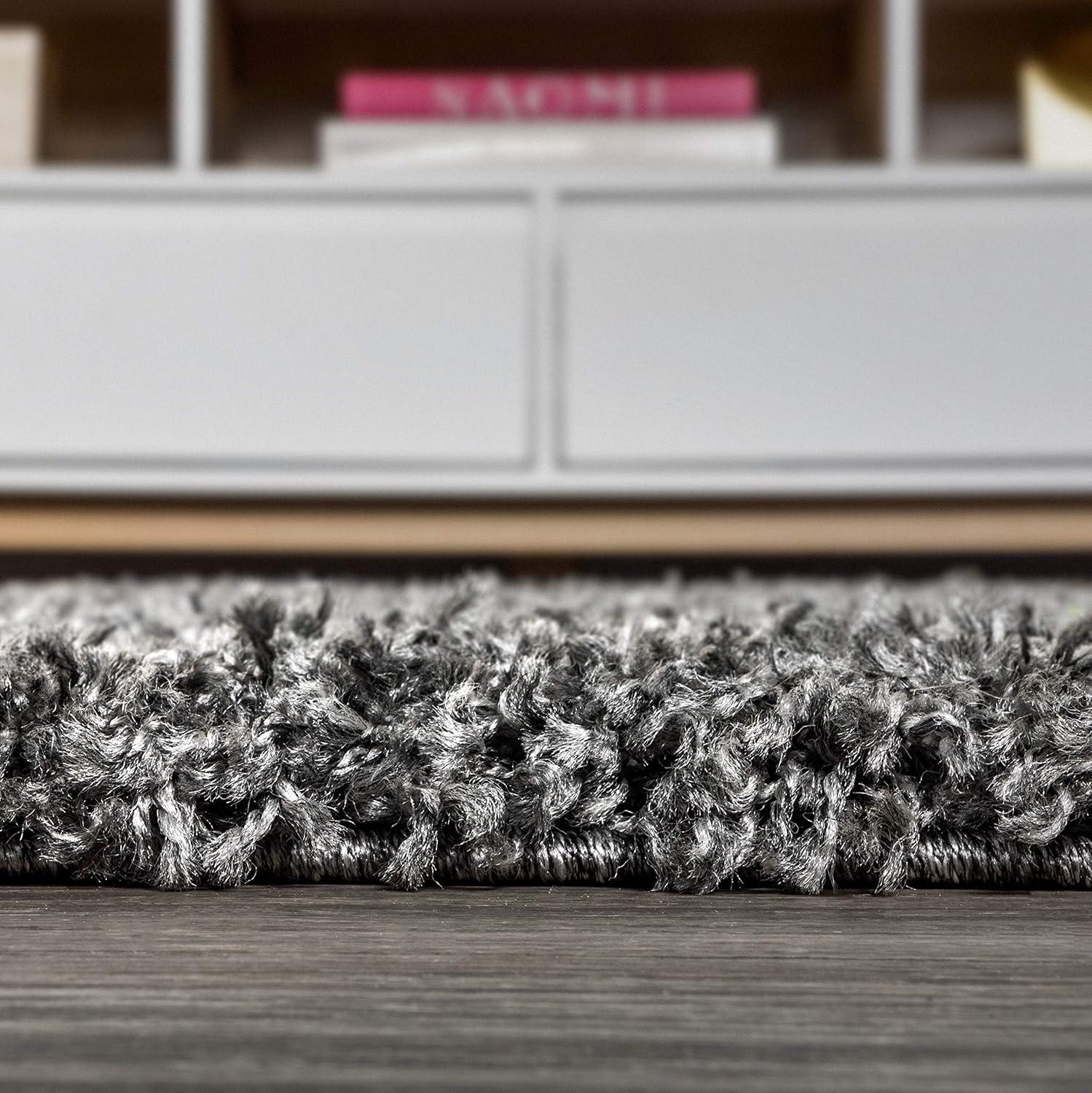 imageJONATHAN Y Mercer Shag Plush Tassel Cream Indoor Area Rug 8x10 Contemporary Modern EasyCleaning for Living Room Bedroom Kitchen Pet Friendly NonShedding MCR100D8Charcoal With Tassel