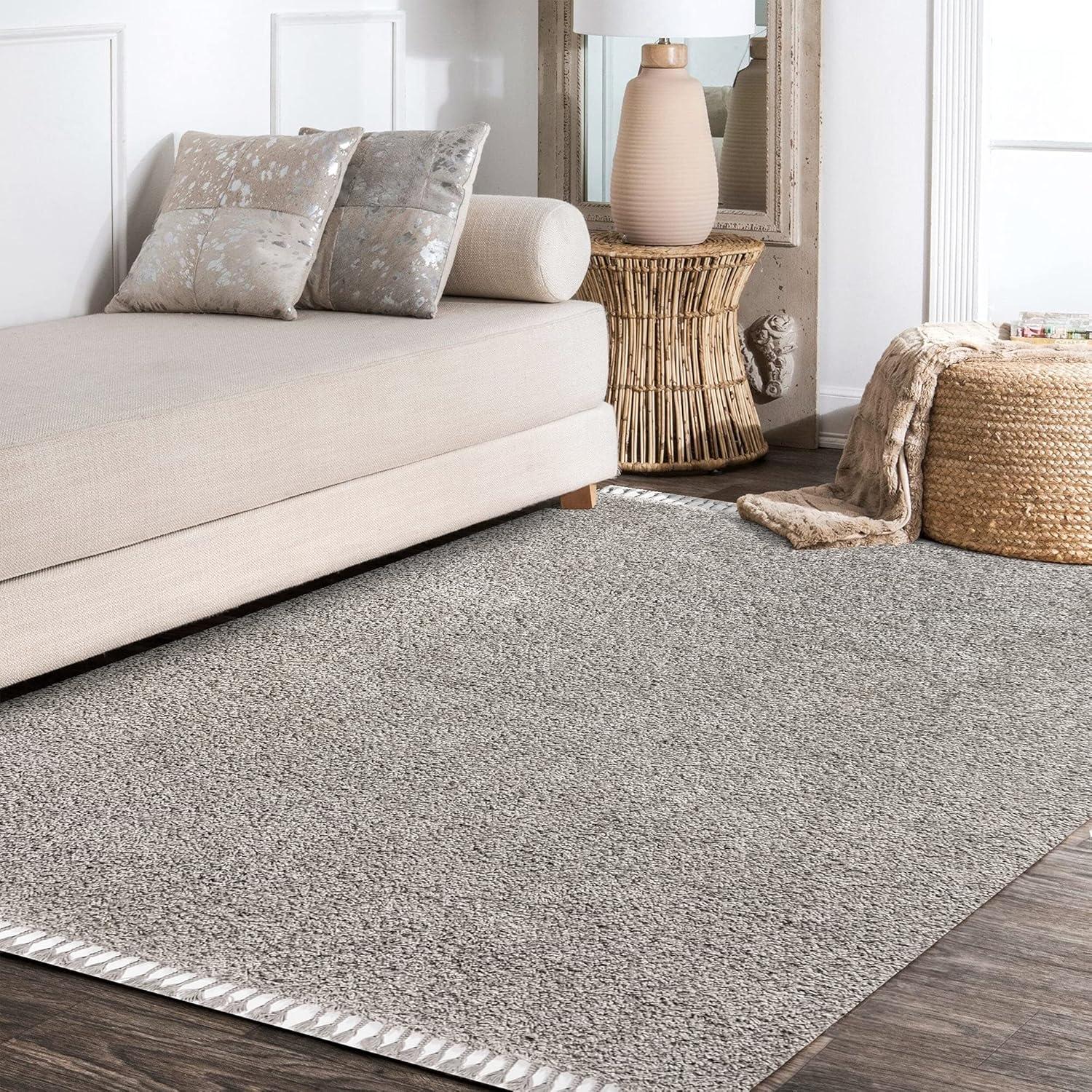 imageJONATHAN Y Mercer Shag Plush Tassel Cream Indoor Area Rug 8x10 Contemporary Modern EasyCleaning for Living Room Bedroom Kitchen Pet Friendly NonShedding MCR100D8Grey With Tassel