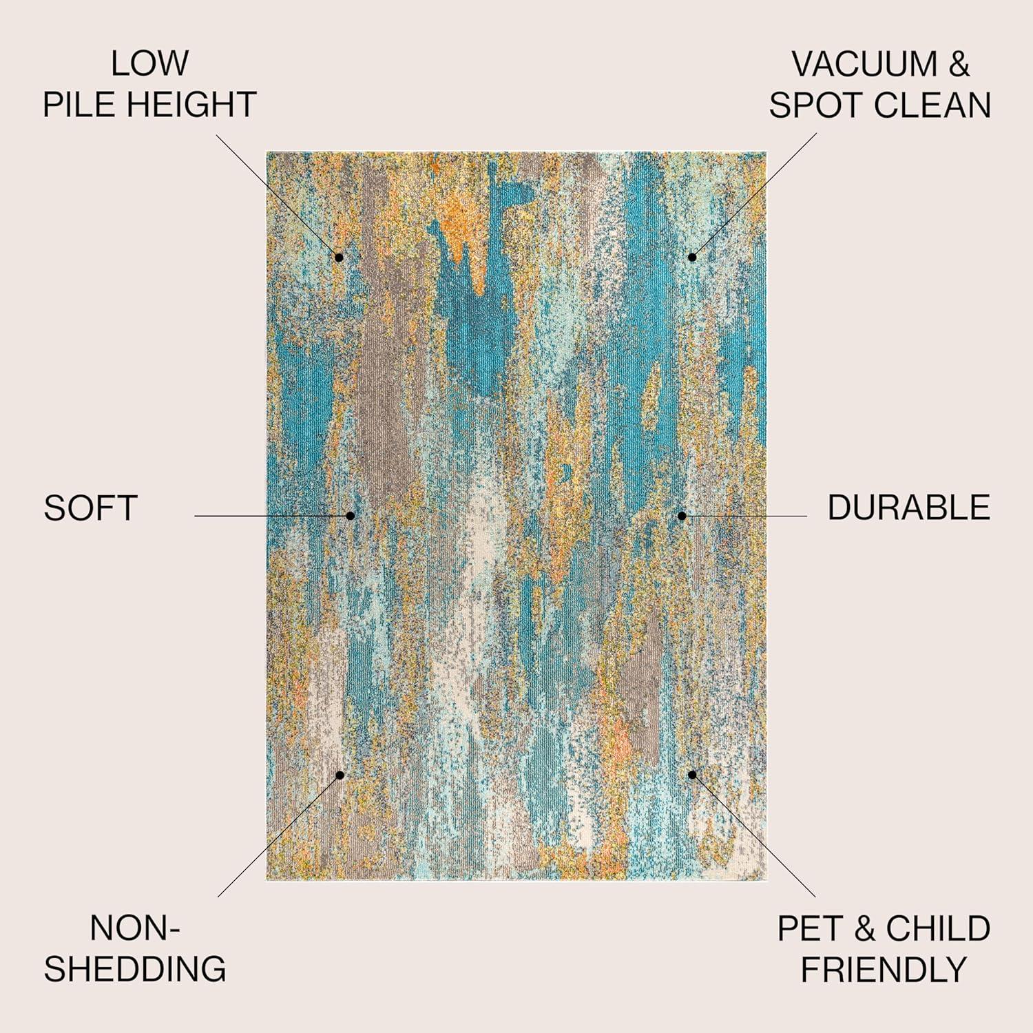 imageJONATHAN Y Modern Abstract Vintage Waterfall BlueBrownOrange Indoor Area Rug 8x10 Contemporary POP EasyCleaning for Living Room Bedroom Kitchen Pet Friendly NonShedding CTP106A8BlueBrownOrange