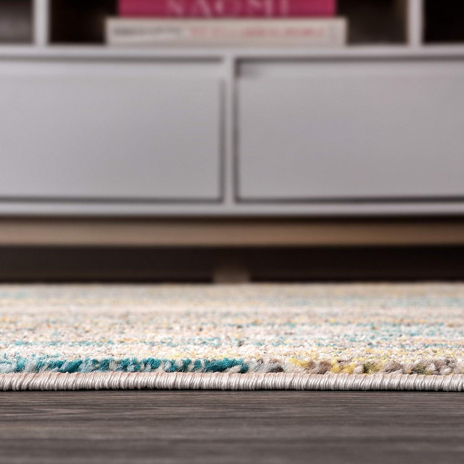 imageJONATHAN Y Modern Abstract Vintage Waterfall BlueBrownOrange Indoor Area Rug 8x10 Contemporary POP EasyCleaning for Living Room Bedroom Kitchen Pet Friendly NonShedding CTP106A8BlueBrownOrange