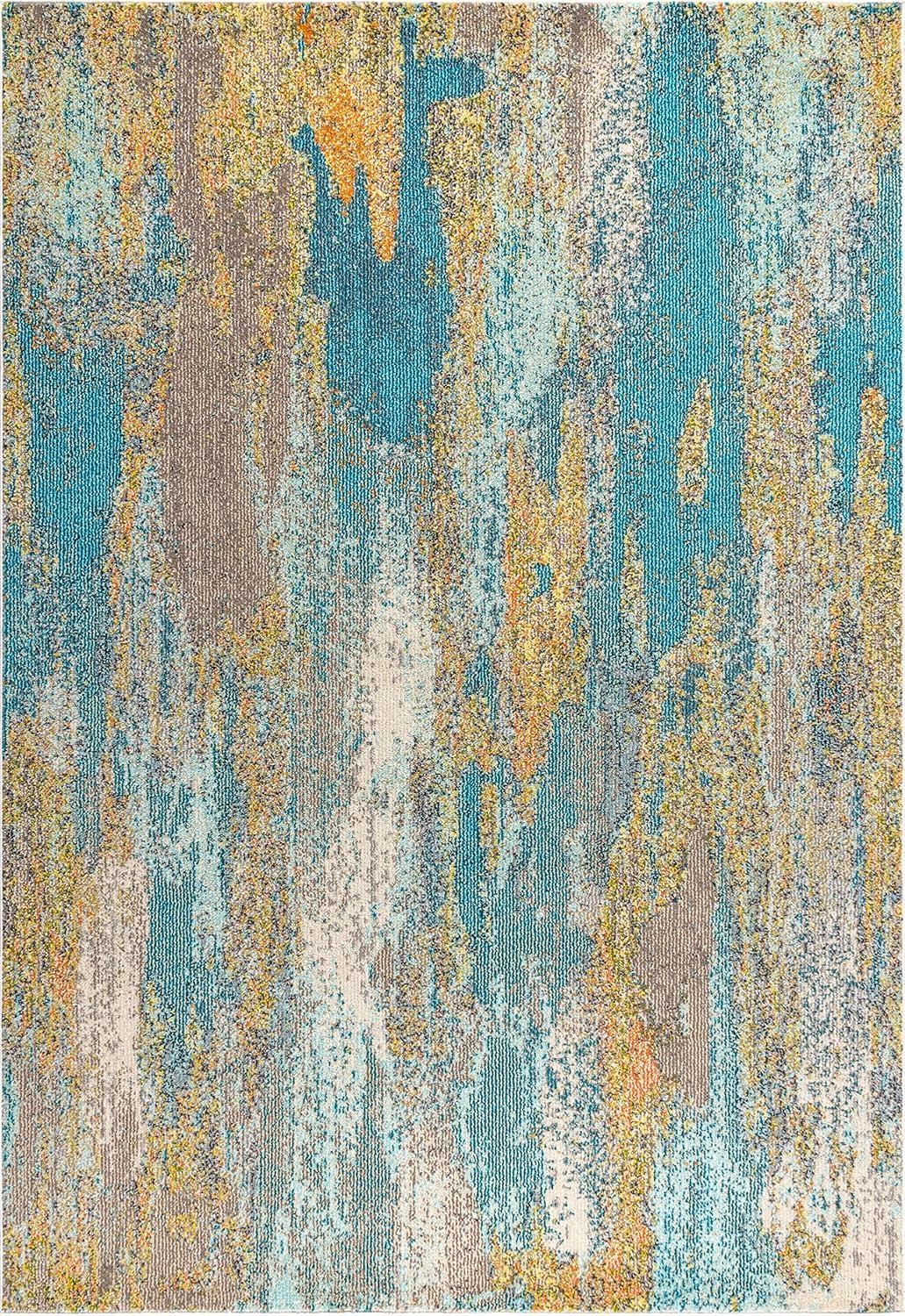 imageJONATHAN Y Modern Abstract Vintage Waterfall BlueBrownOrange Indoor Area Rug 8x10 Contemporary POP EasyCleaning for Living Room Bedroom Kitchen Pet Friendly NonShedding CTP106A8BlueBrownOrange