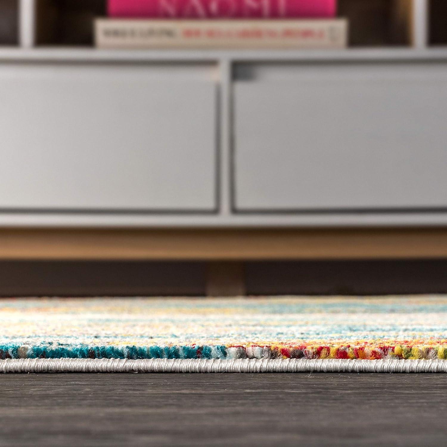 imageJONATHAN Y Modern Abstract Vintage Waterfall BlueBrownOrange Indoor Area Rug 8x10 Contemporary POP EasyCleaning for Living Room Bedroom Kitchen Pet Friendly NonShedding CTP106A8BlueCreamYellow