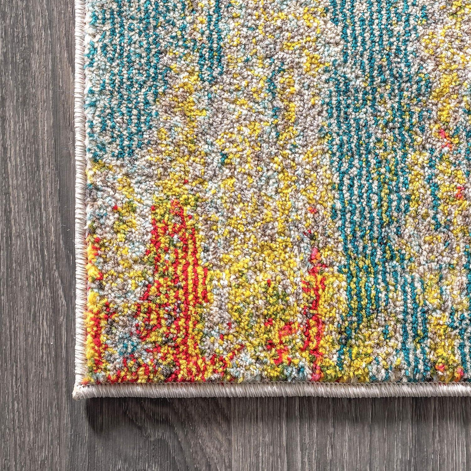 imageJONATHAN Y Modern Abstract Vintage Waterfall BlueBrownOrange Indoor Area Rug 8x10 Contemporary POP EasyCleaning for Living Room Bedroom Kitchen Pet Friendly NonShedding CTP106A8BlueCreamYellow