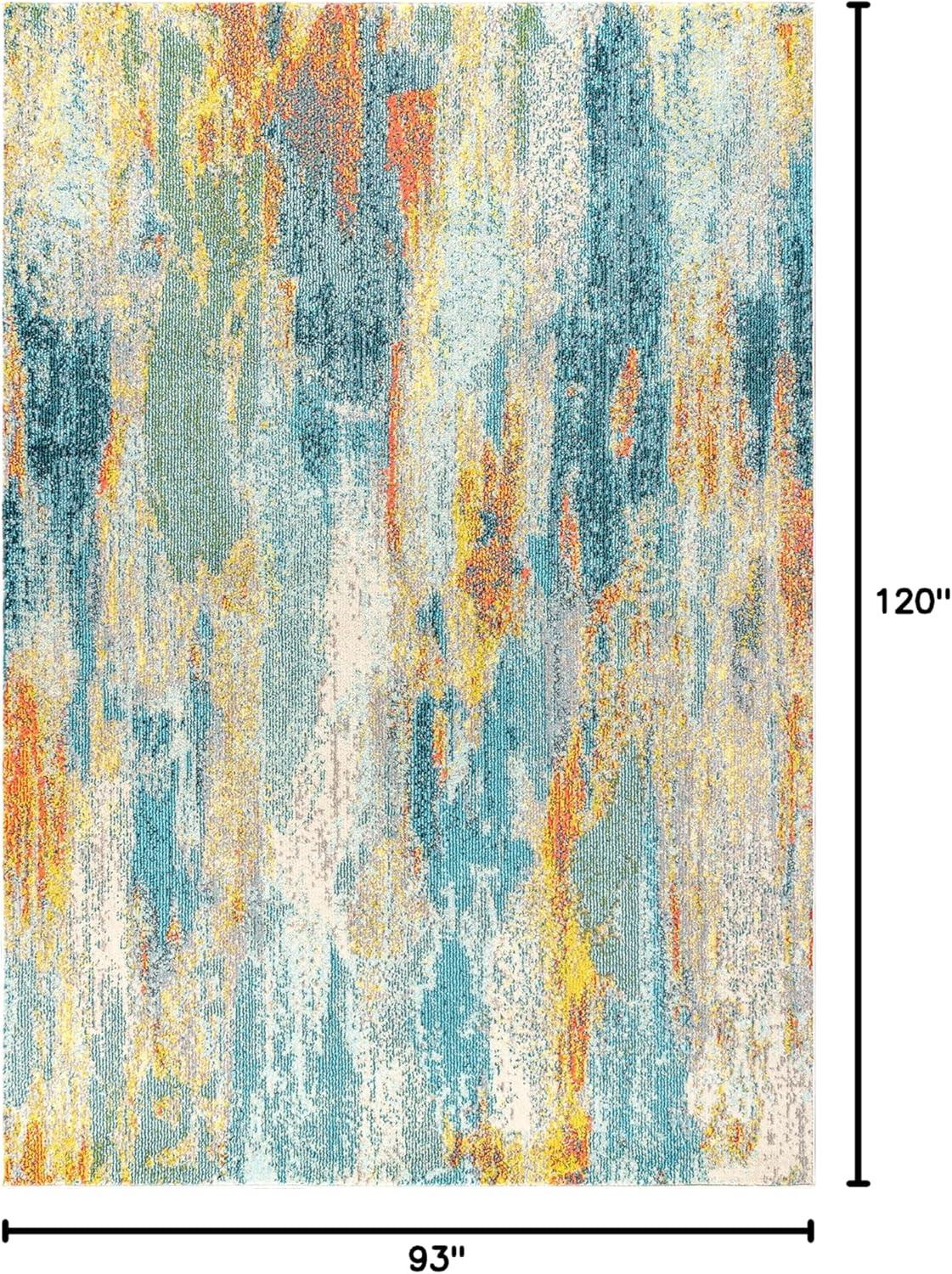 imageJONATHAN Y Modern Abstract Vintage Waterfall BlueBrownOrange Indoor Area Rug 8x10 Contemporary POP EasyCleaning for Living Room Bedroom Kitchen Pet Friendly NonShedding CTP106A8BlueCreamYellow