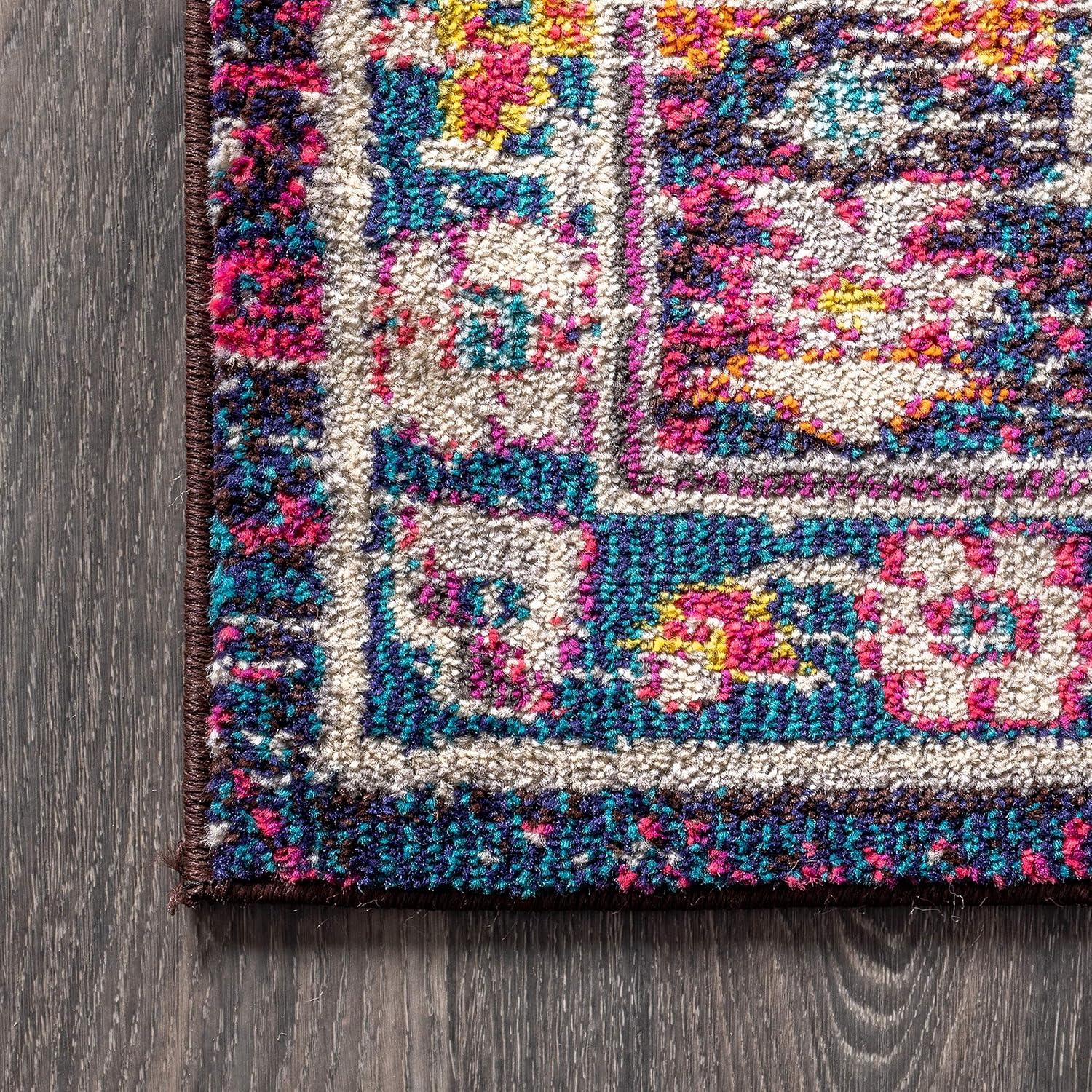 imageJONATHAN Y Modern Boho Floral BeigeMulti Indoor Area Rug 8x10 Bohemian Vintage EasyCleaning for Living Room Bedroom Kitchen Pet Friendly NonShedding MDP200B8MultiPurple