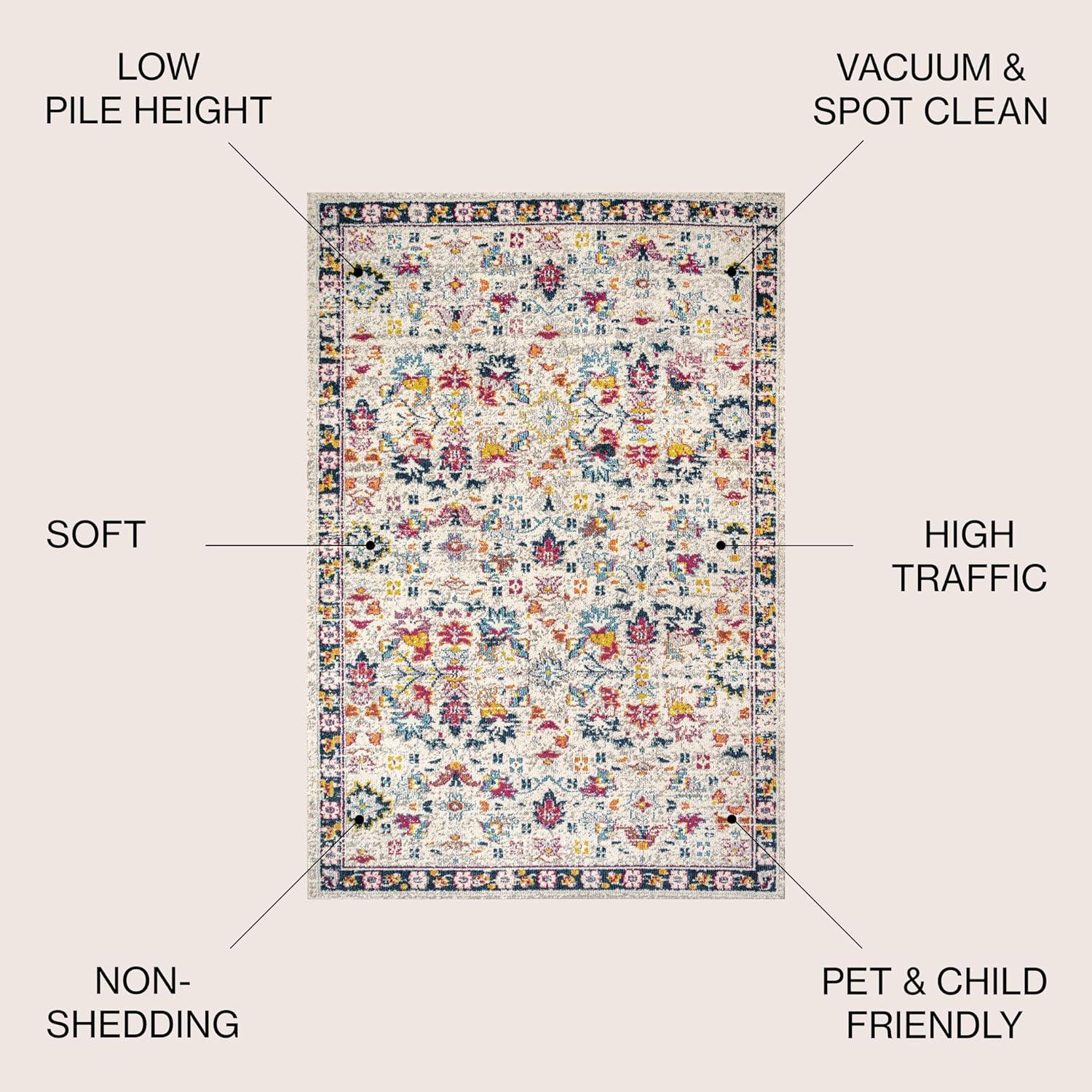 imageJONATHAN Y Modern Boho Floral BeigeMulti Indoor Area Rug 8x10 Bohemian Vintage EasyCleaning for Living Room Bedroom Kitchen Pet Friendly NonShedding MDP200B8BeigeMulti
