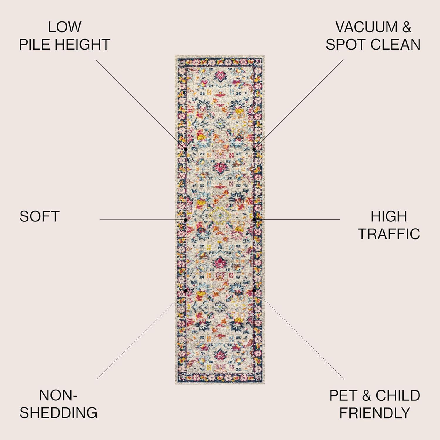 imageJONATHAN Y Modern Boho Floral BeigeMulti Indoor Area Rug 8x10 Bohemian Vintage EasyCleaning for Living Room Bedroom Kitchen Pet Friendly NonShedding MDP200B8BeigeMulti
