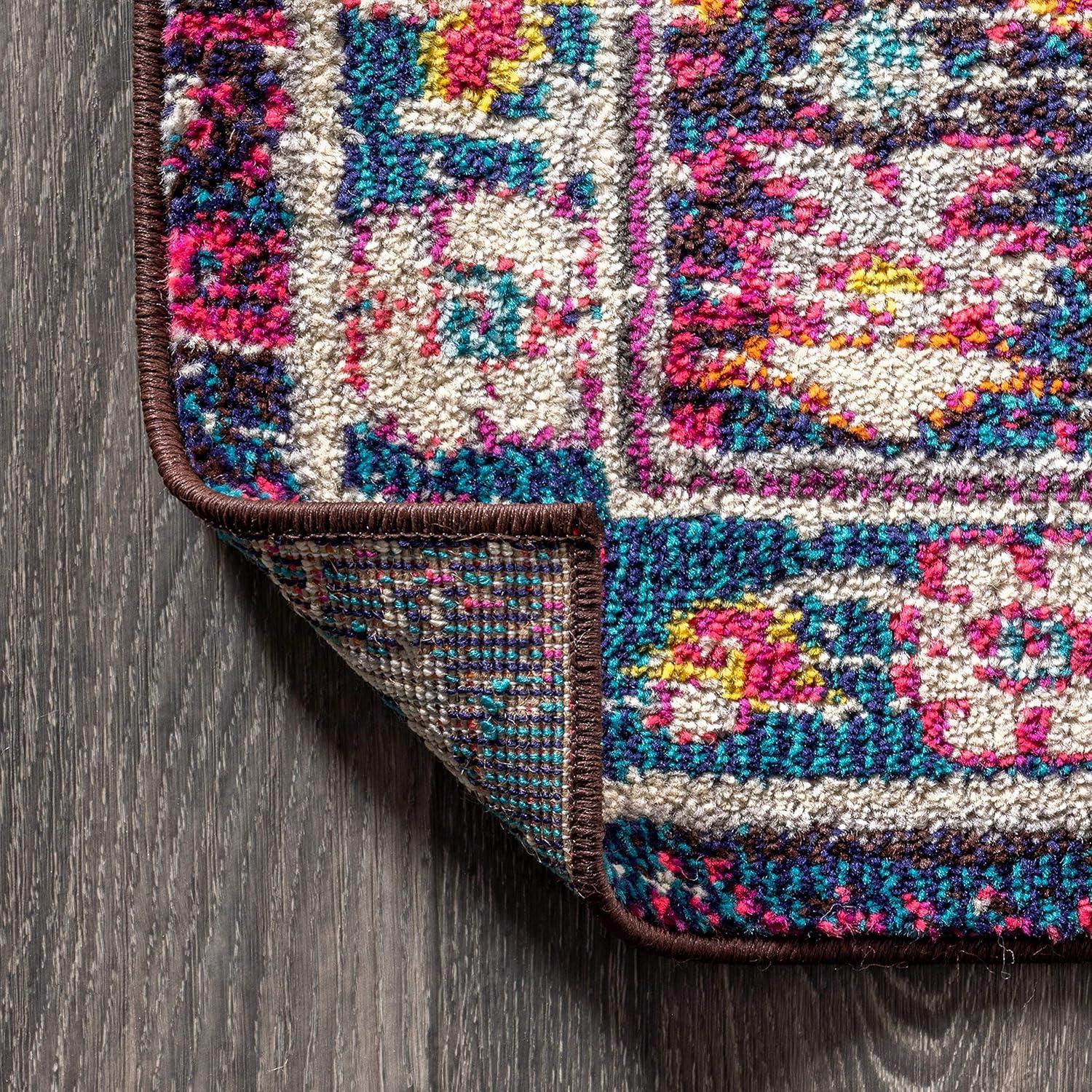 imageJONATHAN Y Modern Boho Floral BeigeMulti Indoor Area Rug 8x10 Bohemian Vintage EasyCleaning for Living Room Bedroom Kitchen Pet Friendly NonShedding MDP200B8MultiPurple