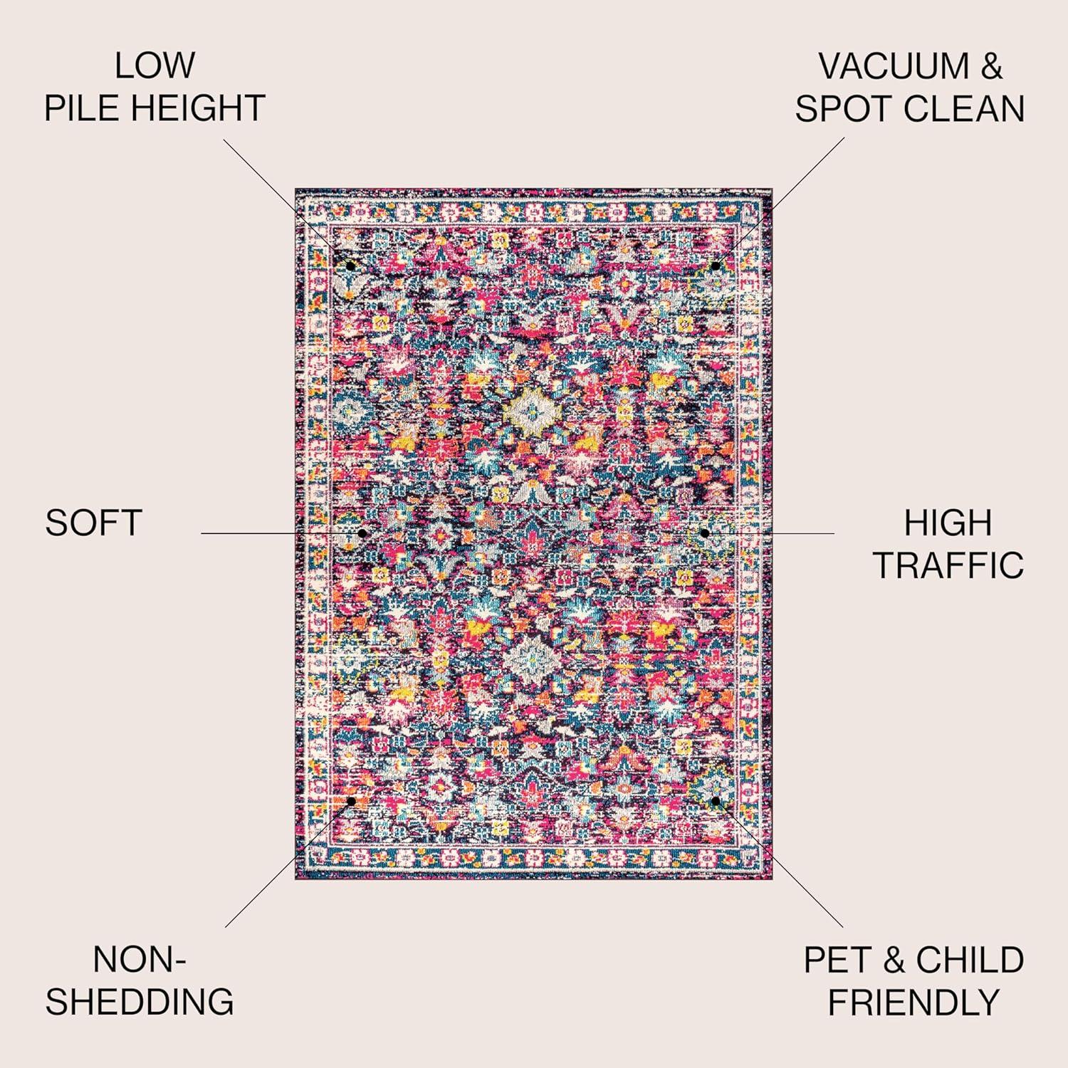 imageJONATHAN Y Modern Boho Floral BeigeMulti Indoor Area Rug 8x10 Bohemian Vintage EasyCleaning for Living Room Bedroom Kitchen Pet Friendly NonShedding MDP200B8MultiPurple