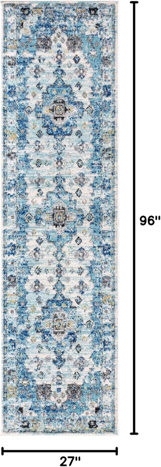 imageJONATHAN Y Modern Boho Vintage Medallion CreamBlue Indoor Area Rug 8x10 Bohemian Traditional EasyCleaning for Living Room Bedroom Kitchen Pet Friendly NonShedding MDP202A823 x 8 Runner