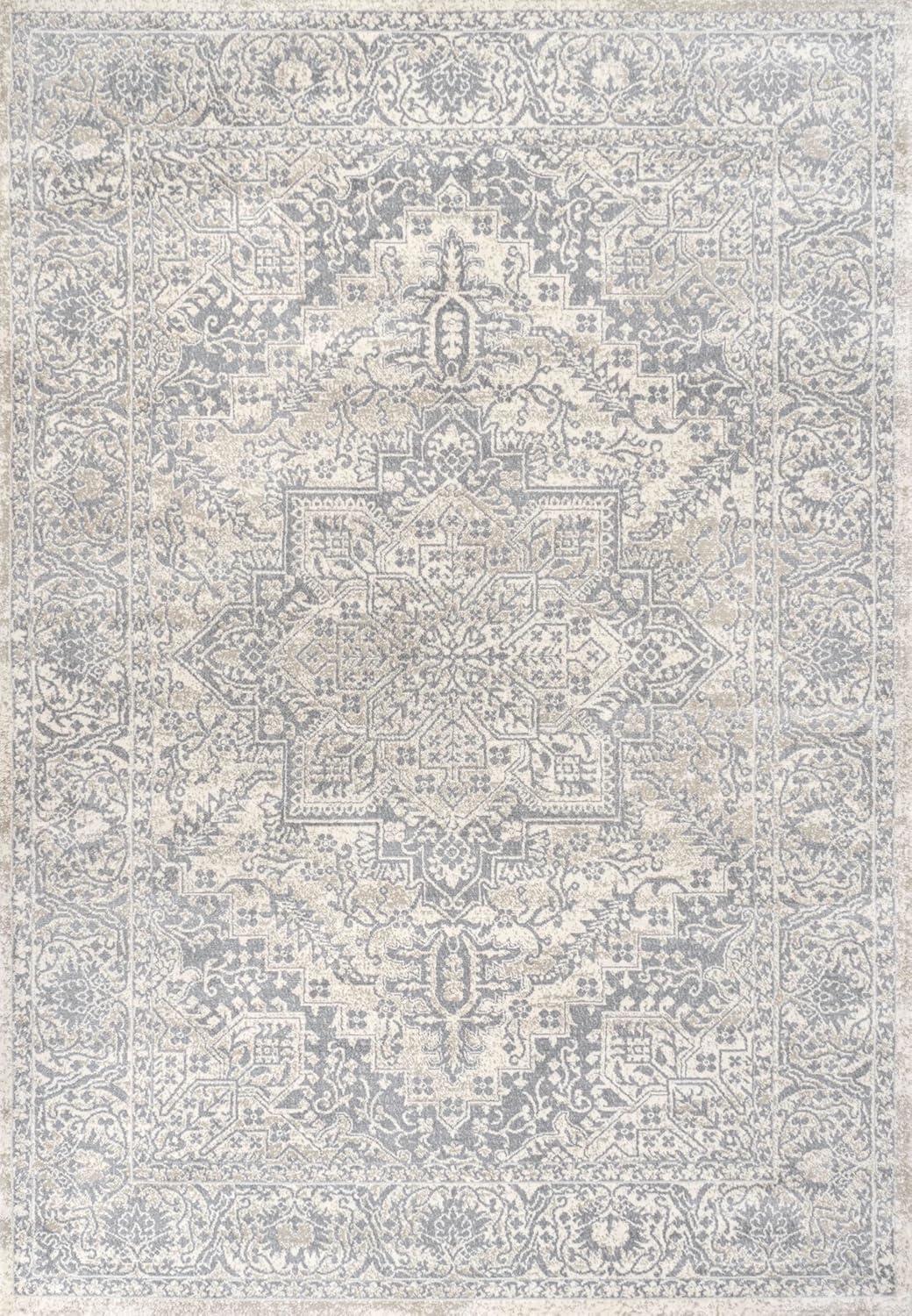 imageJONATHAN Y Modern Vintage Medallion Light Gray Indoor Area Rug 8x10 Country Floral EasyCleaning for Living Room Bedroom Kitchen Pet Friendly NonShedding MDP100A8Cream