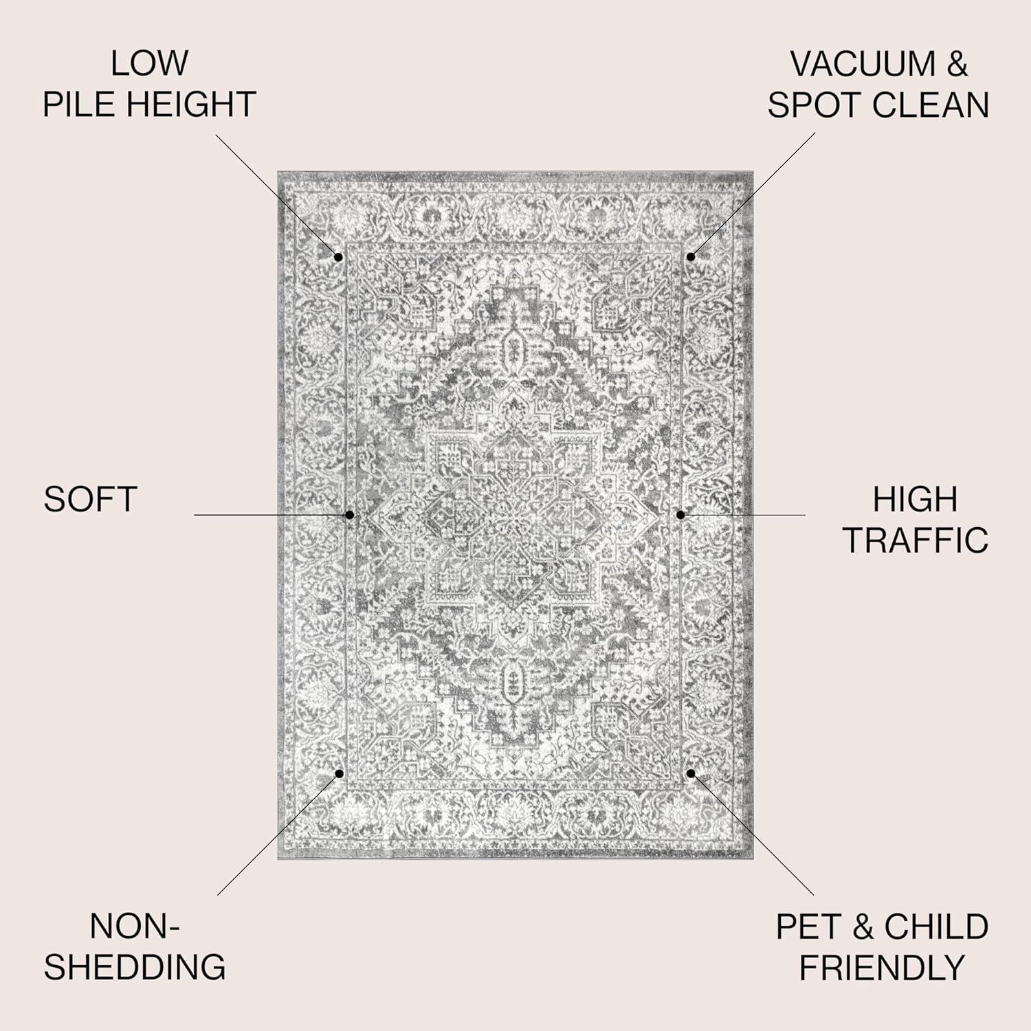 imageJONATHAN Y Modern Vintage Medallion Light Gray Indoor Area Rug 8x10 Country Floral EasyCleaning for Living Room Bedroom Kitchen Pet Friendly NonShedding MDP100A8Light Grey