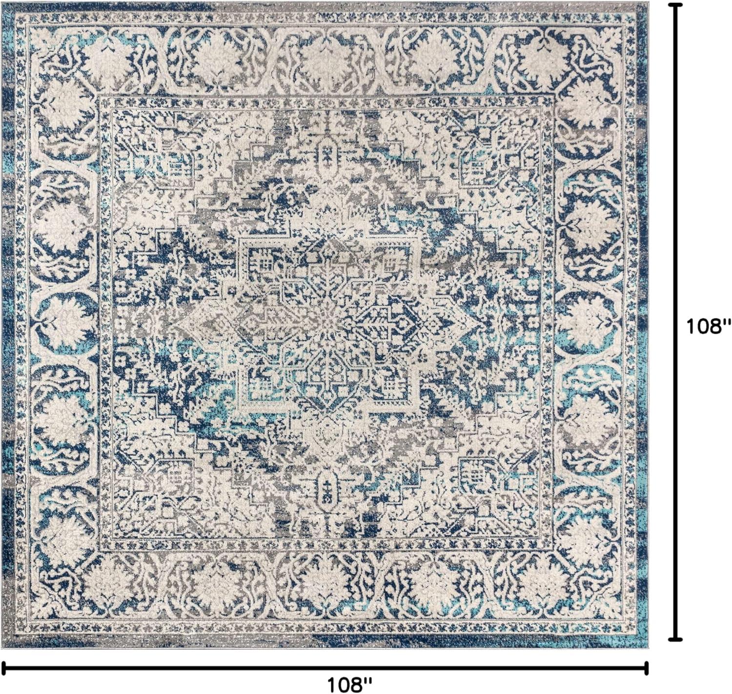 imageJONATHAN Y Modern Vintage Medallion Light Gray Indoor Area Rug 8x10 Country Floral EasyCleaning for Living Room Bedroom Kitchen Pet Friendly NonShedding MDP100A8Navy Light Grey