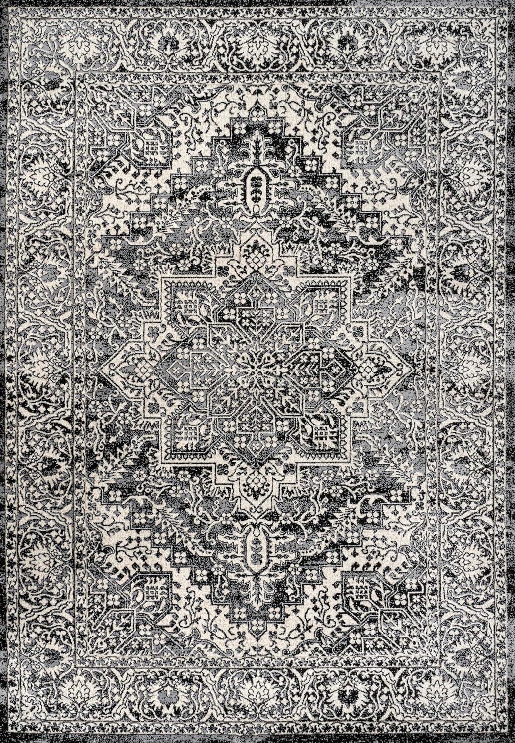imageJONATHAN Y Modern Vintage Medallion Light Gray Indoor Area Rug 8x10 Country Floral EasyCleaning for Living Room Bedroom Kitchen Pet Friendly NonShedding MDP100A8Black