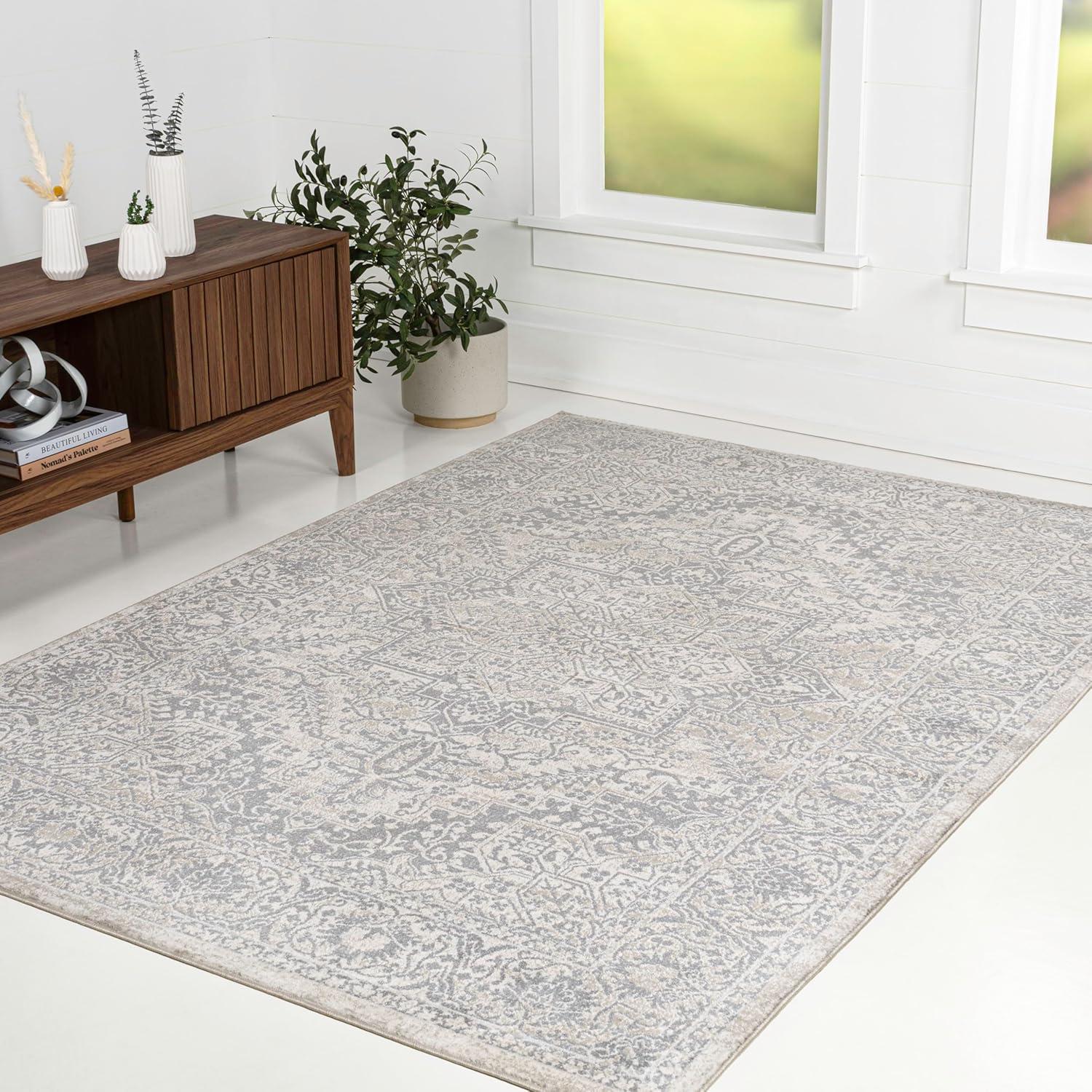 imageJONATHAN Y Modern Vintage Medallion Light Gray Indoor Area Rug 8x10 Country Floral EasyCleaning for Living Room Bedroom Kitchen Pet Friendly NonShedding MDP100A8Cream