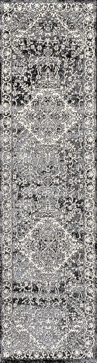 imageJONATHAN Y Modern Vintage Medallion Light Gray Indoor Area Rug 8x10 Country Floral EasyCleaning for Living Room Bedroom Kitchen Pet Friendly NonShedding MDP100A8Black