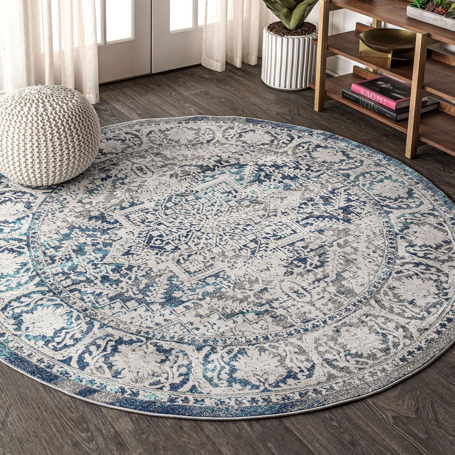 imageJONATHAN Y Modern Vintage Medallion Light Gray Indoor Area Rug 8x10 Country Floral EasyCleaning for Living Room Bedroom Kitchen Pet Friendly NonShedding MDP100A8Navy Light Grey