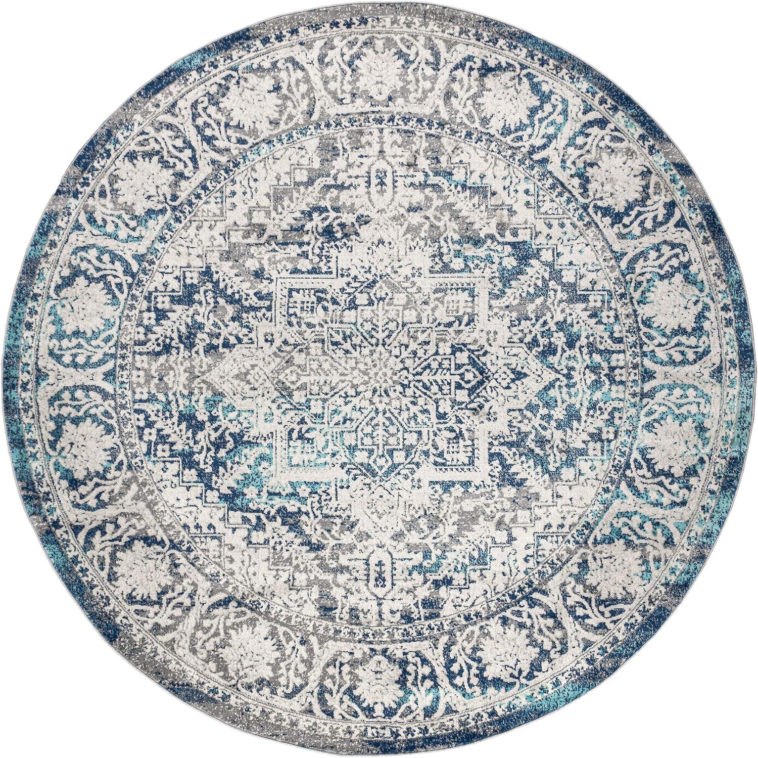 imageJONATHAN Y Modern Vintage Medallion Light Gray Indoor Area Rug 8x10 Country Floral EasyCleaning for Living Room Bedroom Kitchen Pet Friendly NonShedding MDP100A8Navy Light Grey