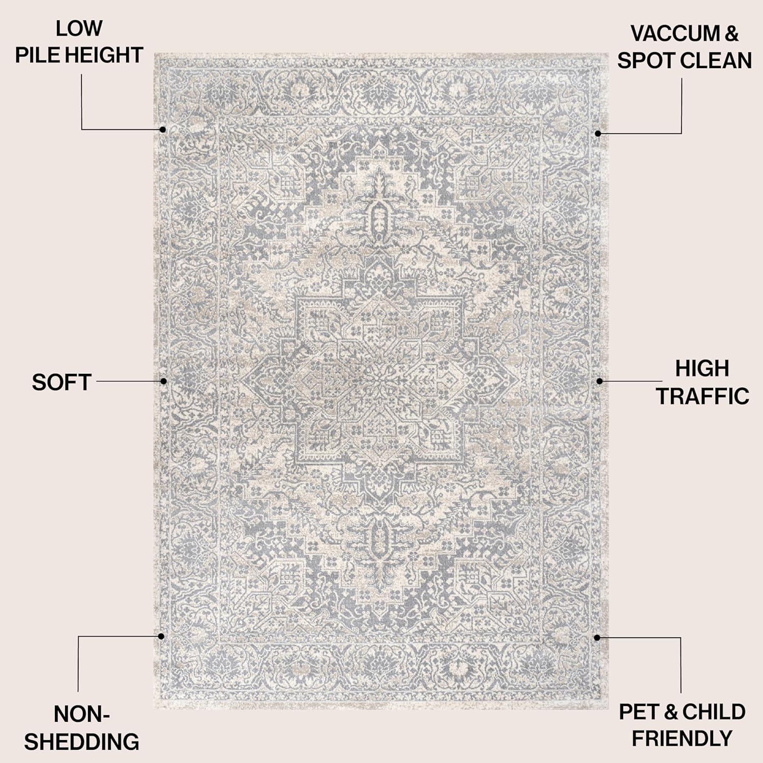 imageJONATHAN Y Modern Vintage Medallion Light Gray Indoor Area Rug 8x10 Country Floral EasyCleaning for Living Room Bedroom Kitchen Pet Friendly NonShedding MDP100A8Cream