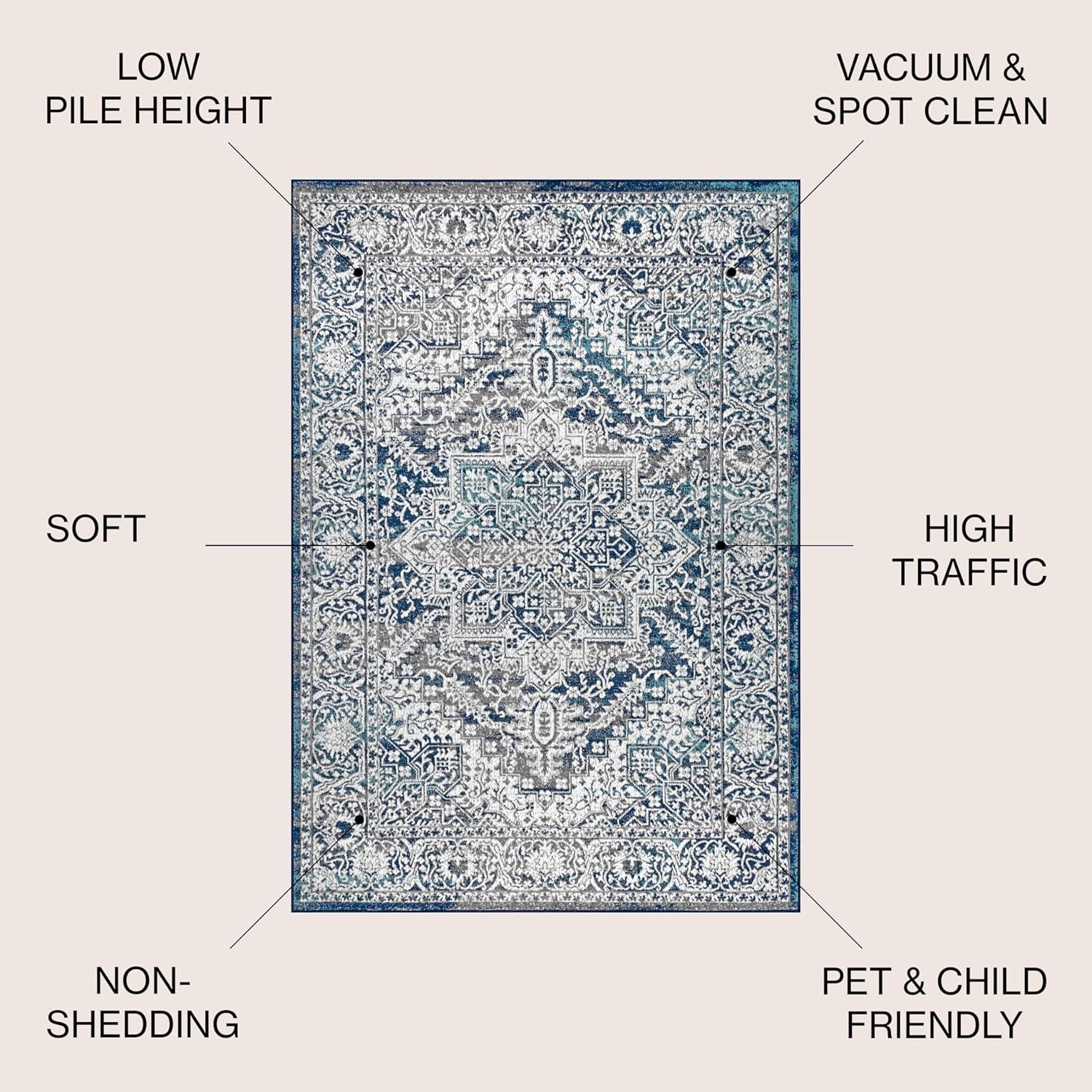 imageJONATHAN Y Modern Vintage Medallion Light Gray Indoor Area Rug 8x10 Country Floral EasyCleaning for Living Room Bedroom Kitchen Pet Friendly NonShedding MDP100A8Navy Light Grey