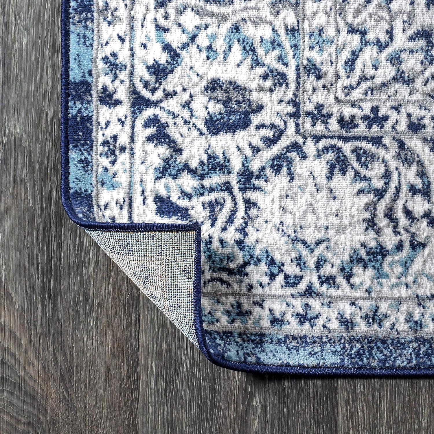 imageJONATHAN Y Modern Vintage Medallion Light Gray Indoor Area Rug 8x10 Country Floral EasyCleaning for Living Room Bedroom Kitchen Pet Friendly NonShedding MDP100A8Navy Light Grey