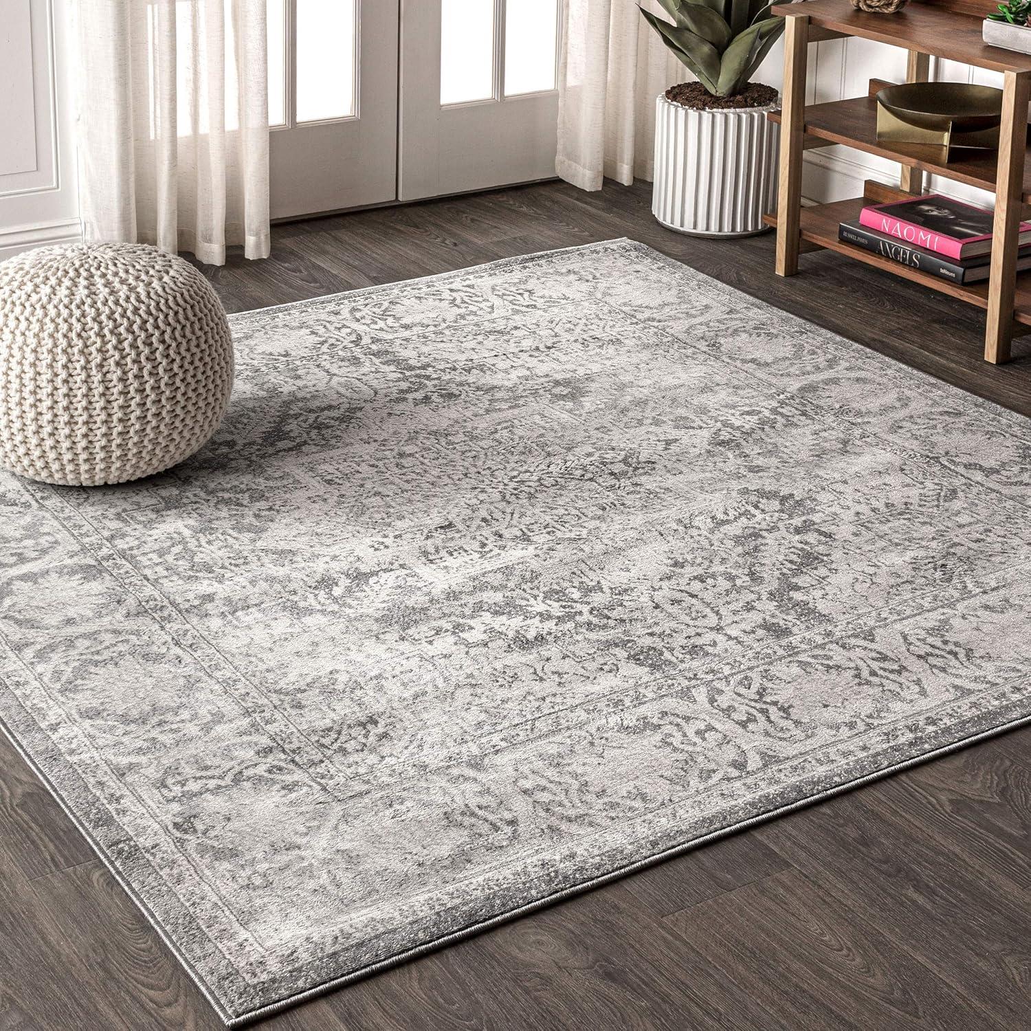 imageJONATHAN Y Modern Vintage Medallion Light Gray Indoor Area Rug 8x10 Country Floral EasyCleaning for Living Room Bedroom Kitchen Pet Friendly NonShedding MDP100A8Light Grey