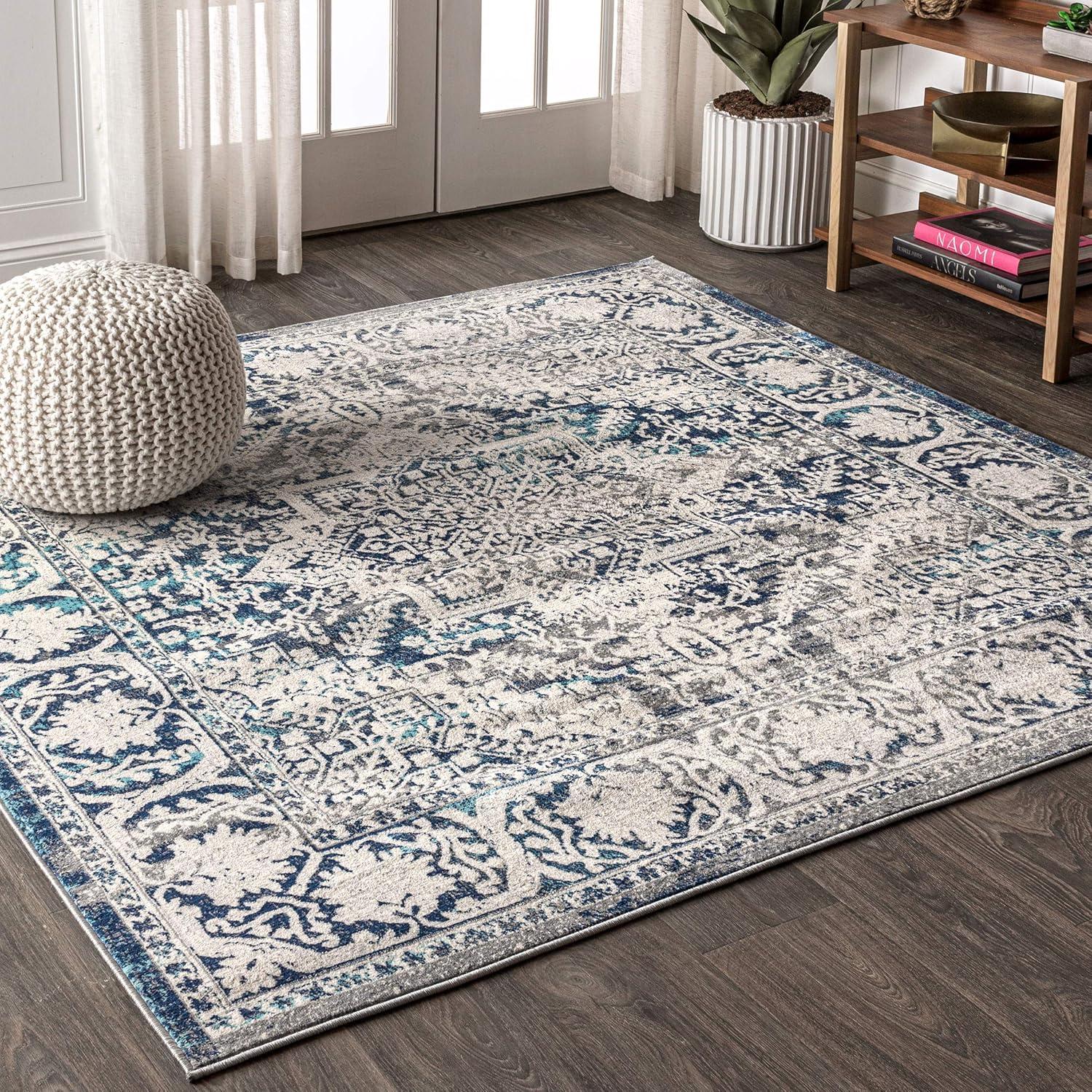 imageJONATHAN Y Modern Vintage Medallion Light Gray Indoor Area Rug 8x10 Country Floral EasyCleaning for Living Room Bedroom Kitchen Pet Friendly NonShedding MDP100A8Navy Light Grey