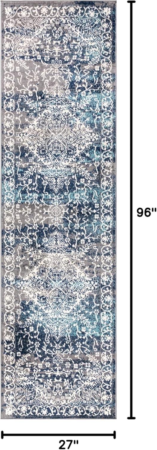 imageJONATHAN Y Modern Vintage Medallion Light Gray Indoor Area Rug 8x10 Country Floral EasyCleaning for Living Room Bedroom Kitchen Pet Friendly NonShedding MDP100A8Navy Light Grey