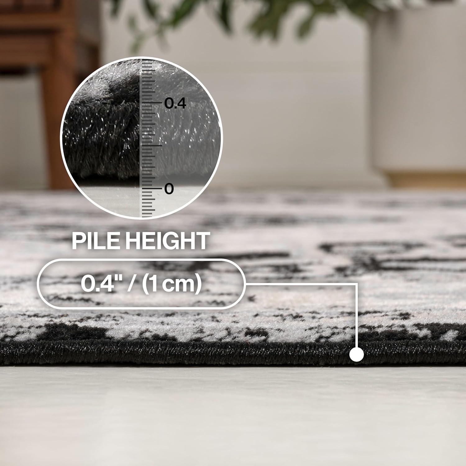 imageJONATHAN Y Modern Vintage Medallion Light GrayNavy Indoor Area Rug 8x10 Country Floral EasyCleaning for Living Room Bedroom Kitchen Pet Friendly NonShedding MDP106B8BlackIvory